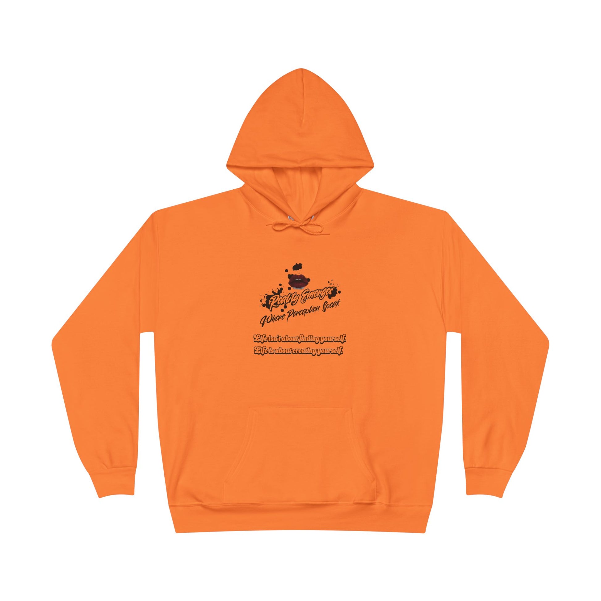 Hoodie Reality Emerges Where Perception Speaks Red Lips and Ink Splatter Design