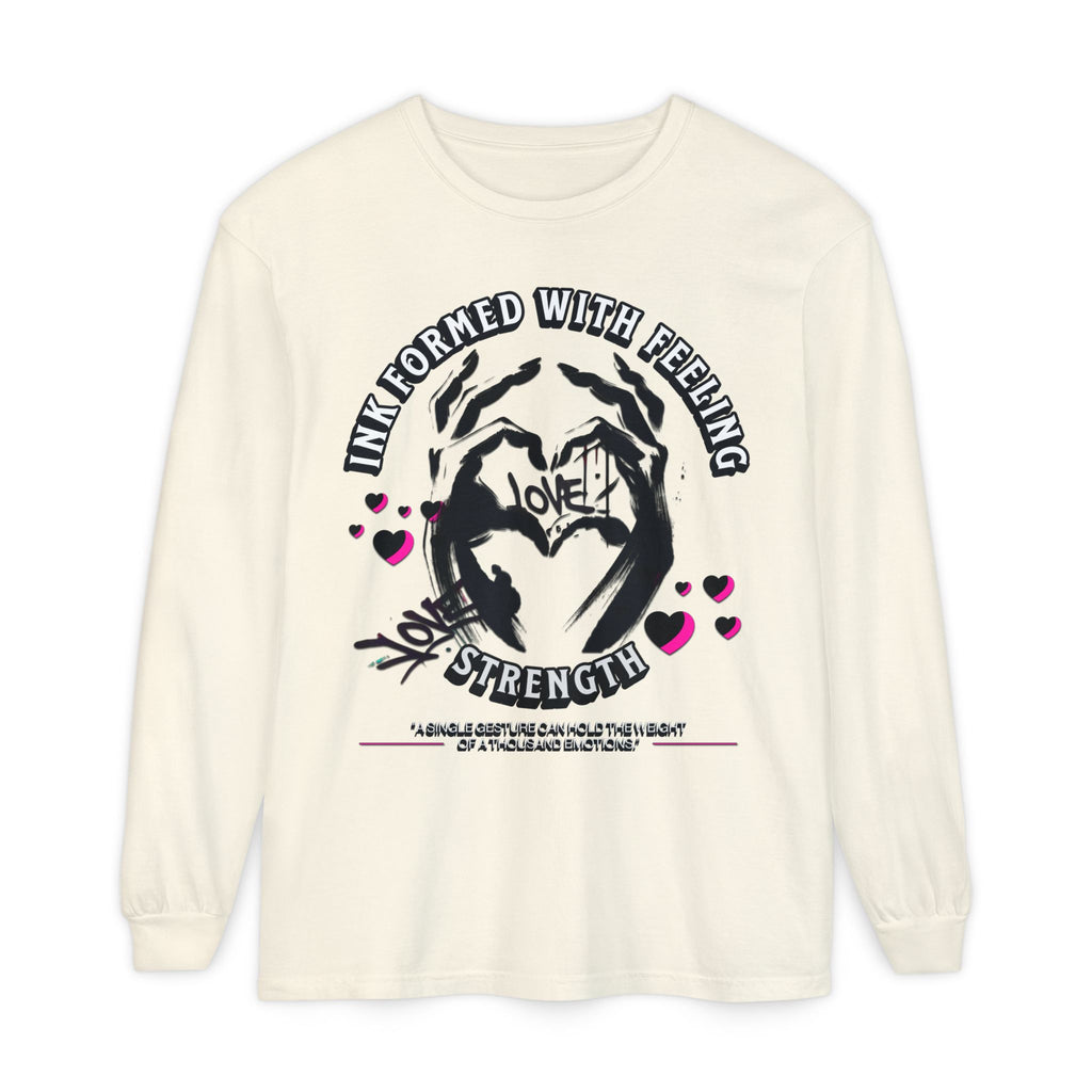 Wearable Art Long-Sleeve Tee  T-Shirt Love and Strength Graphic Design
