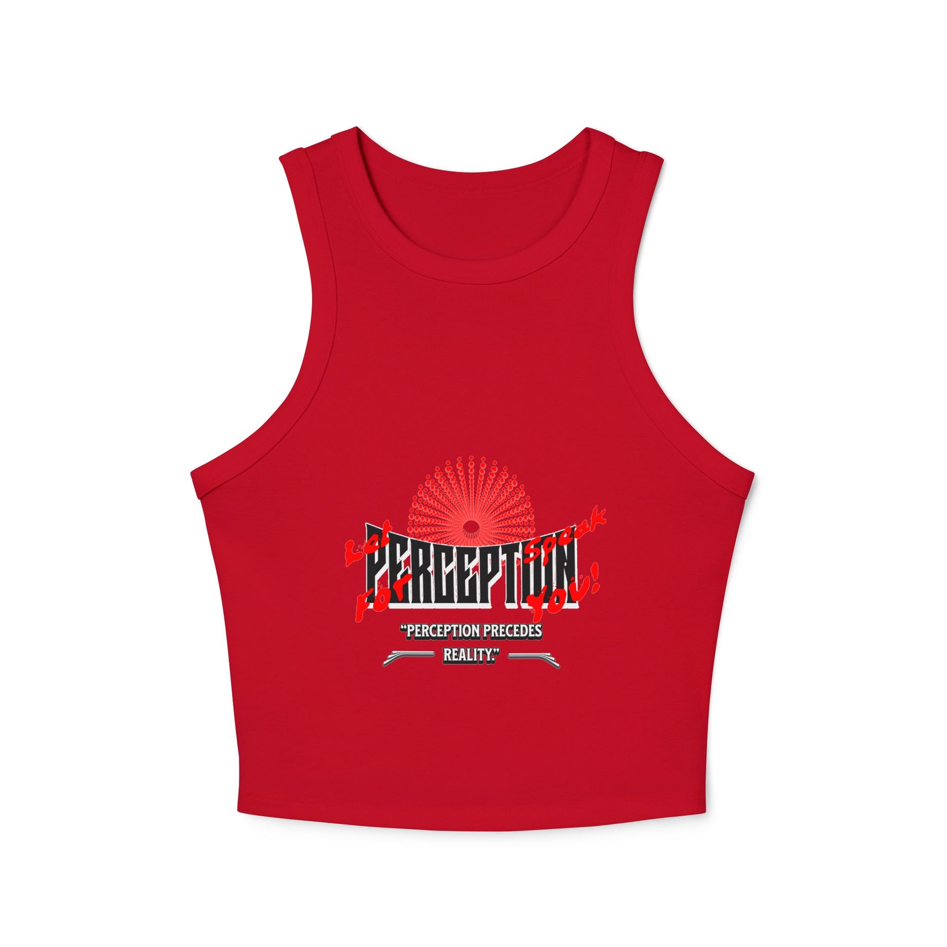 Women's Graphic Crop Tank Top: 'Perception' Design, Summer Essential, Casual Wear, Workout Gear, Festival Outfit