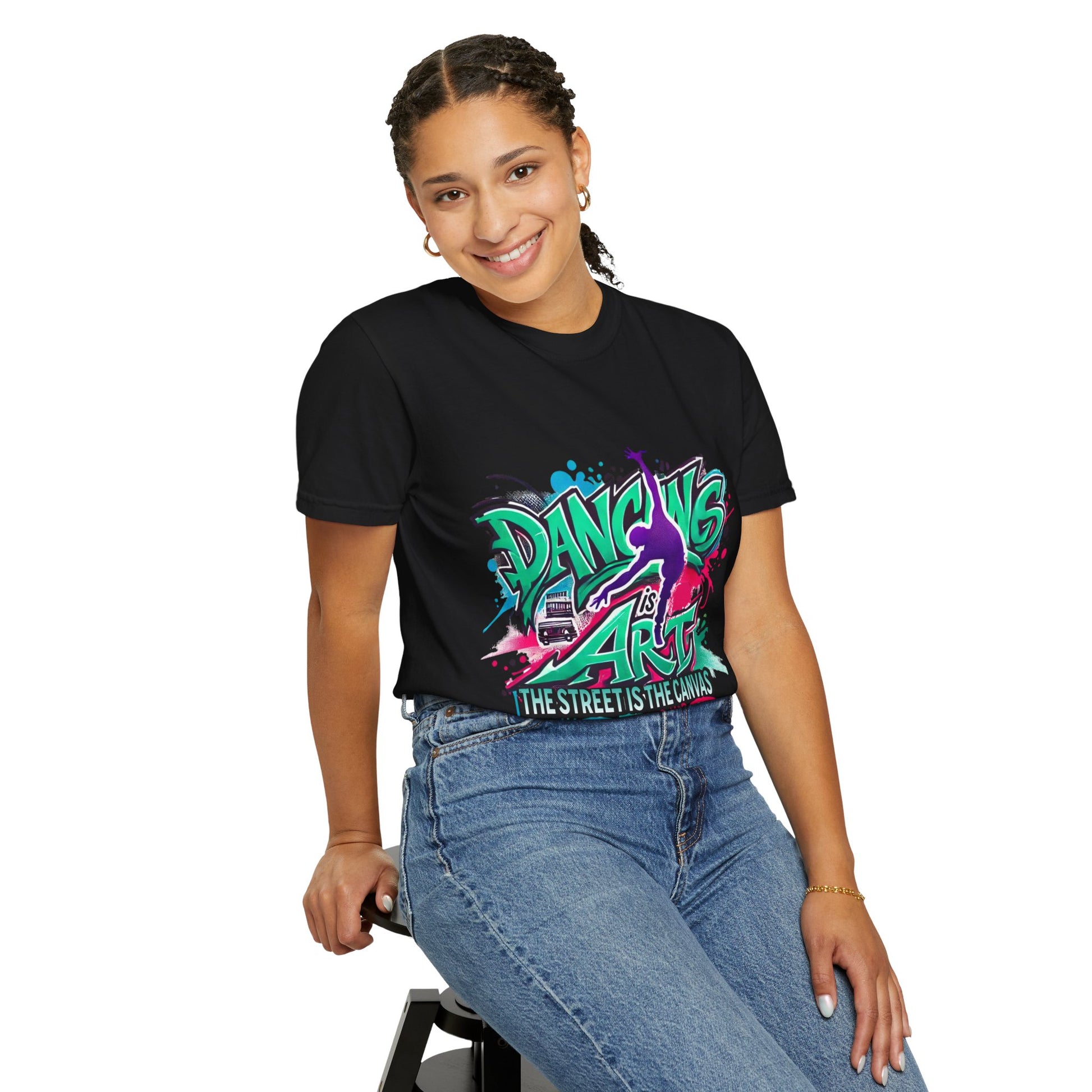 Artistic Dance T-Shirt, Urban Dance Tee, Street Art Apparel, Gift for Dancers, Graffiti Shirt, Colorful Expression Tee