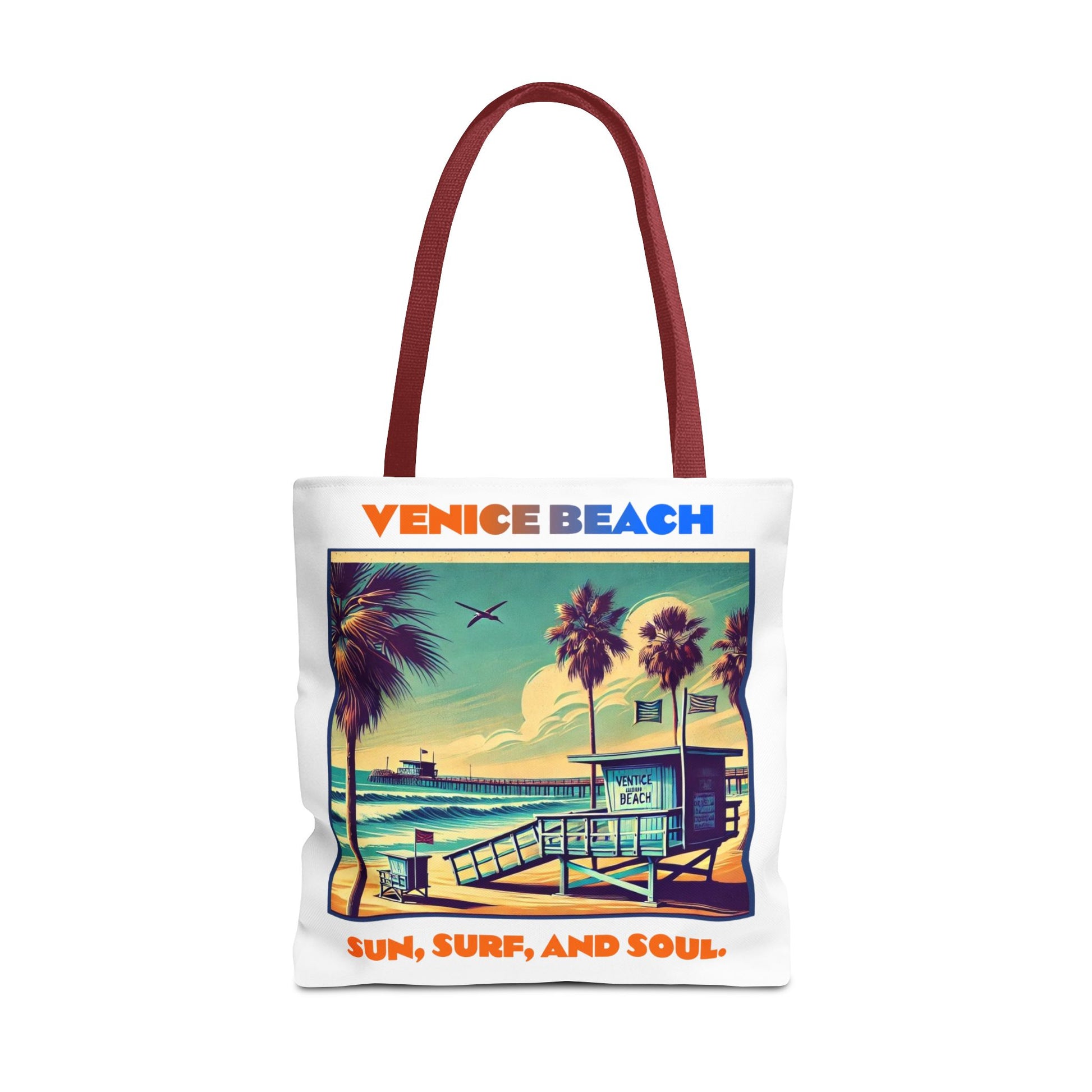 Venice Beach Tote Bag - Sun, Surf, and Soul, Beach Bag, Eco-Friendly, Summer Essential, Travel Tote, Gift for Beach Lovers