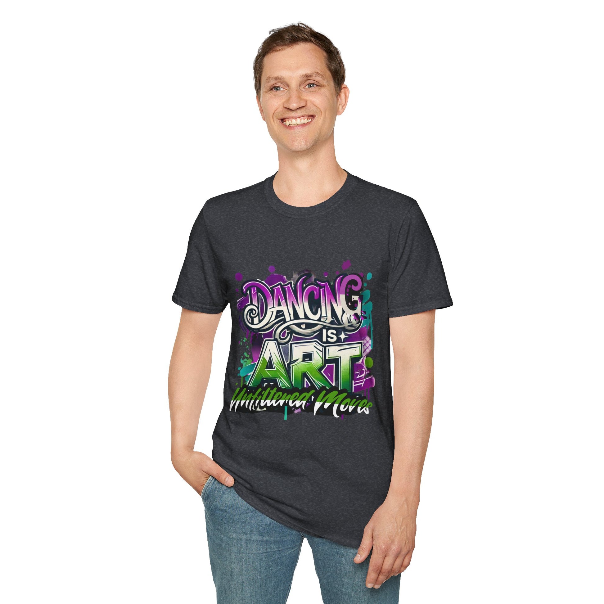 Dance Tee Unisex Softstyle T-Shirt: Dancing is Art & Unfiltered Moves Design