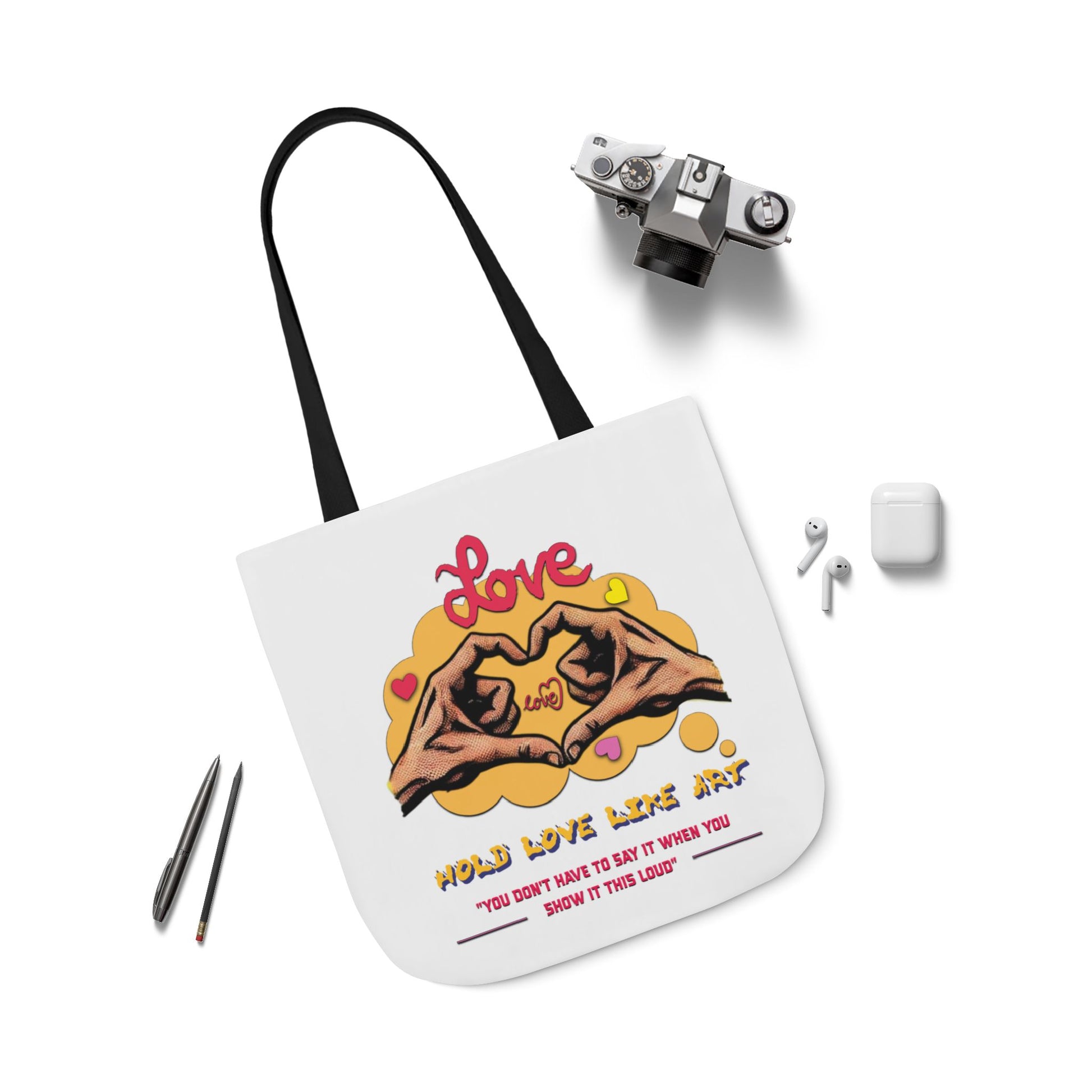 Love Canvas Tote Bag with 5-Color Straps - Perfect for Everyday Use, Gifts, Shopping, Eco-Friendly, Valentine's Day