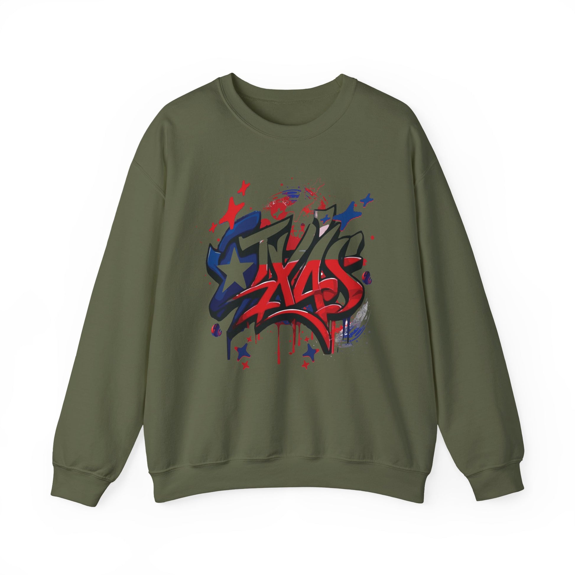 Texas Graffiti Crewneck Sweatshirt, Urban Streetwear, Unisex Fashion, Graphic Sweatshirt, Cozy Layering Piece, Gift for Him/Her