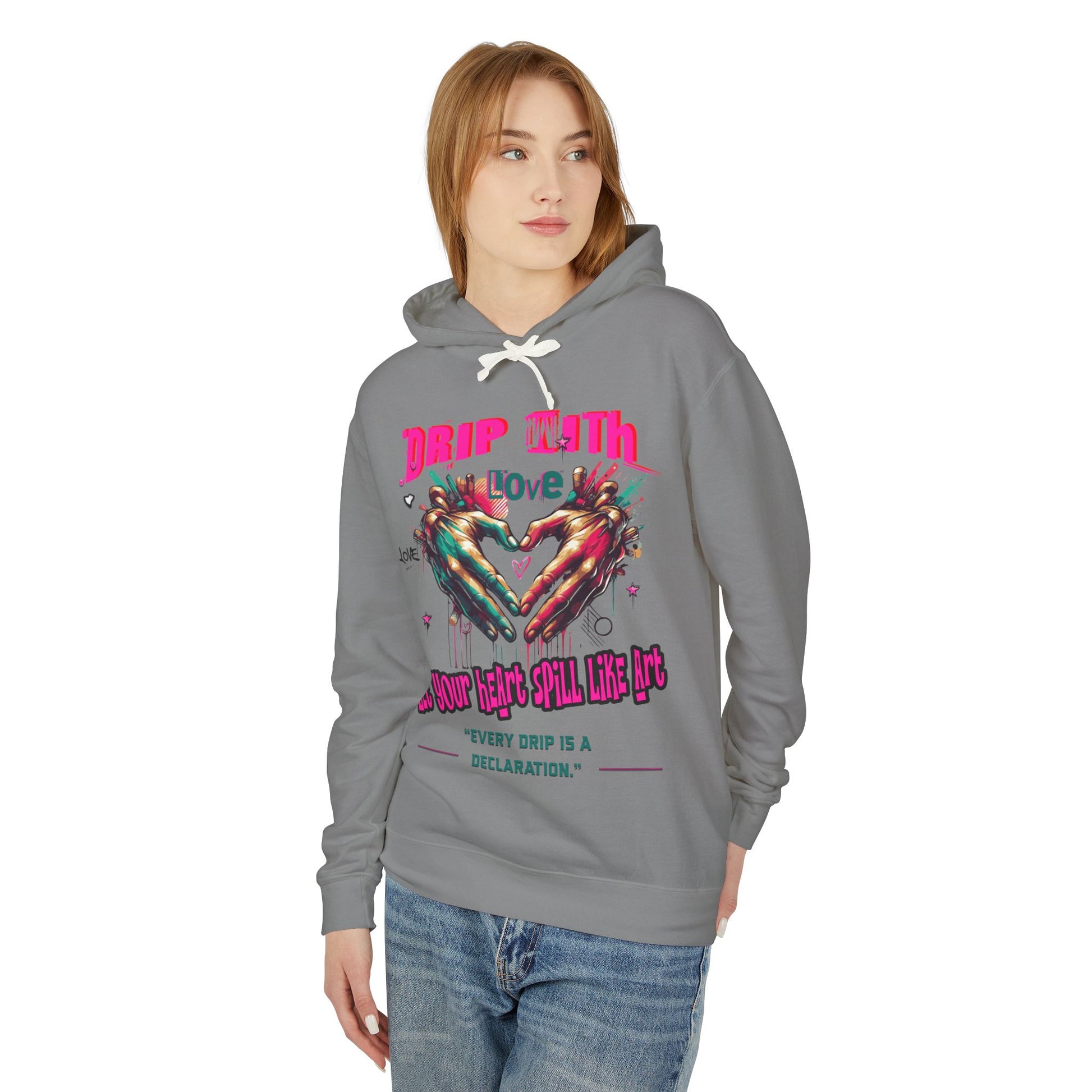Colorful Love Hoodie, Unisex Sweatshirt for Couples, Unique Gift for Valentine's Day, Cozy Casual Hoodie, Drip with Love Design