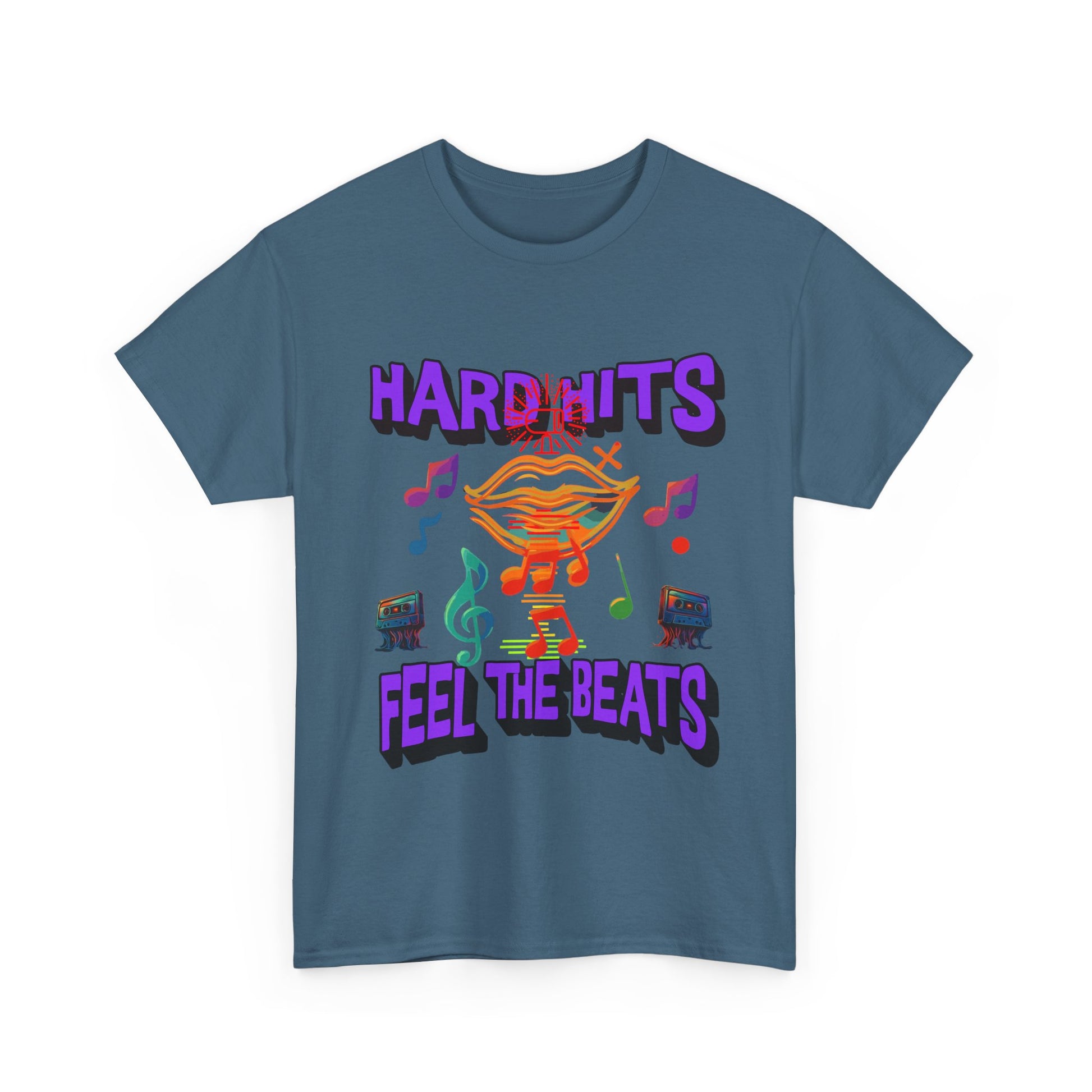 Music Lover Tee - Hard Hits Feel The Beats, Unisex Cotton Shirt, Perfect Gift for Musicians, Concerts, Festivals, Casual Wear