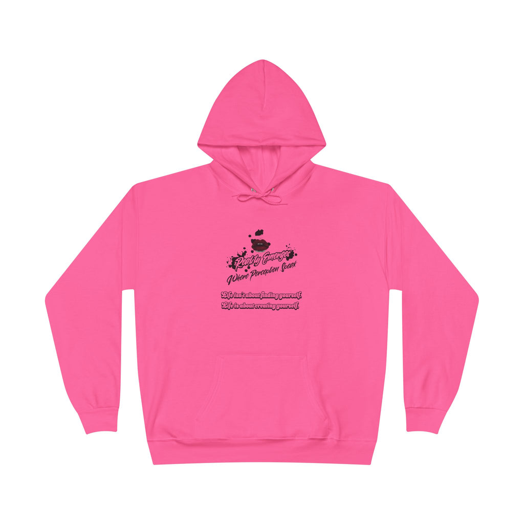 Hoodie Reality Emerges Where Perception Speaks Red Lips and Ink Splatter Design