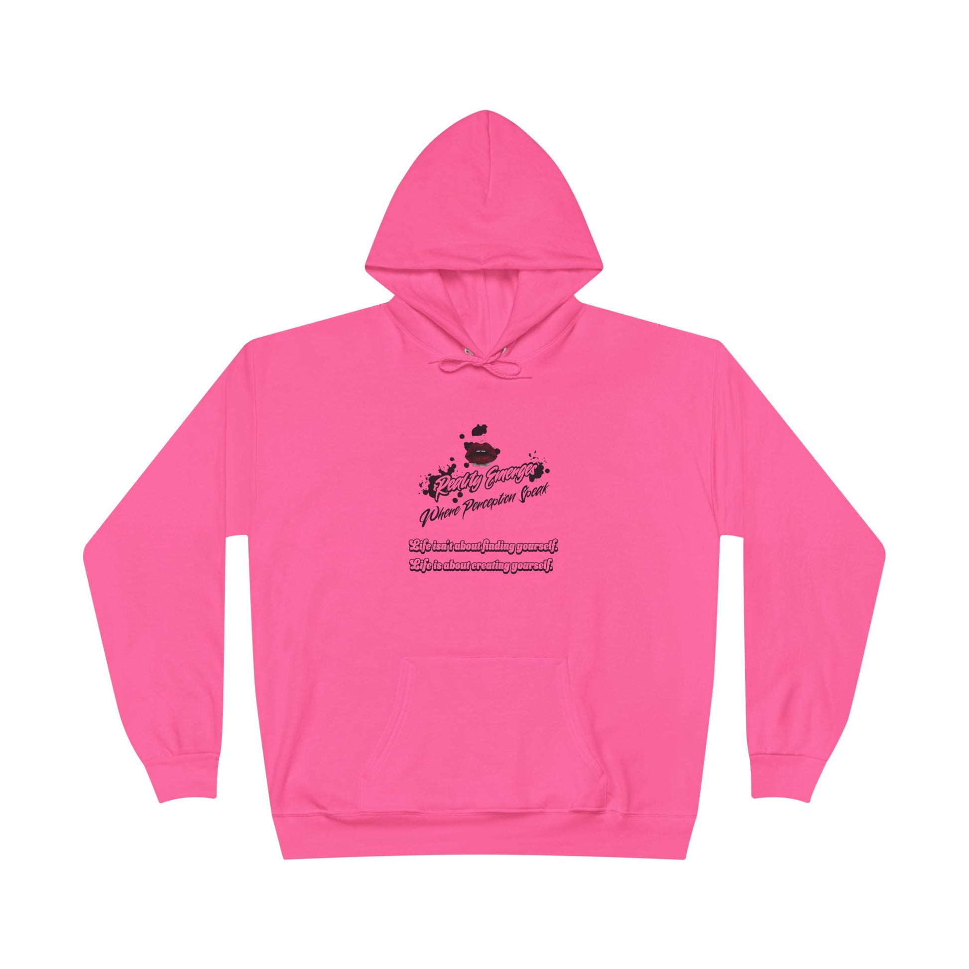 Hoodie Reality Emerges Where Perception Speaks Red Lips and Ink Splatter Design
