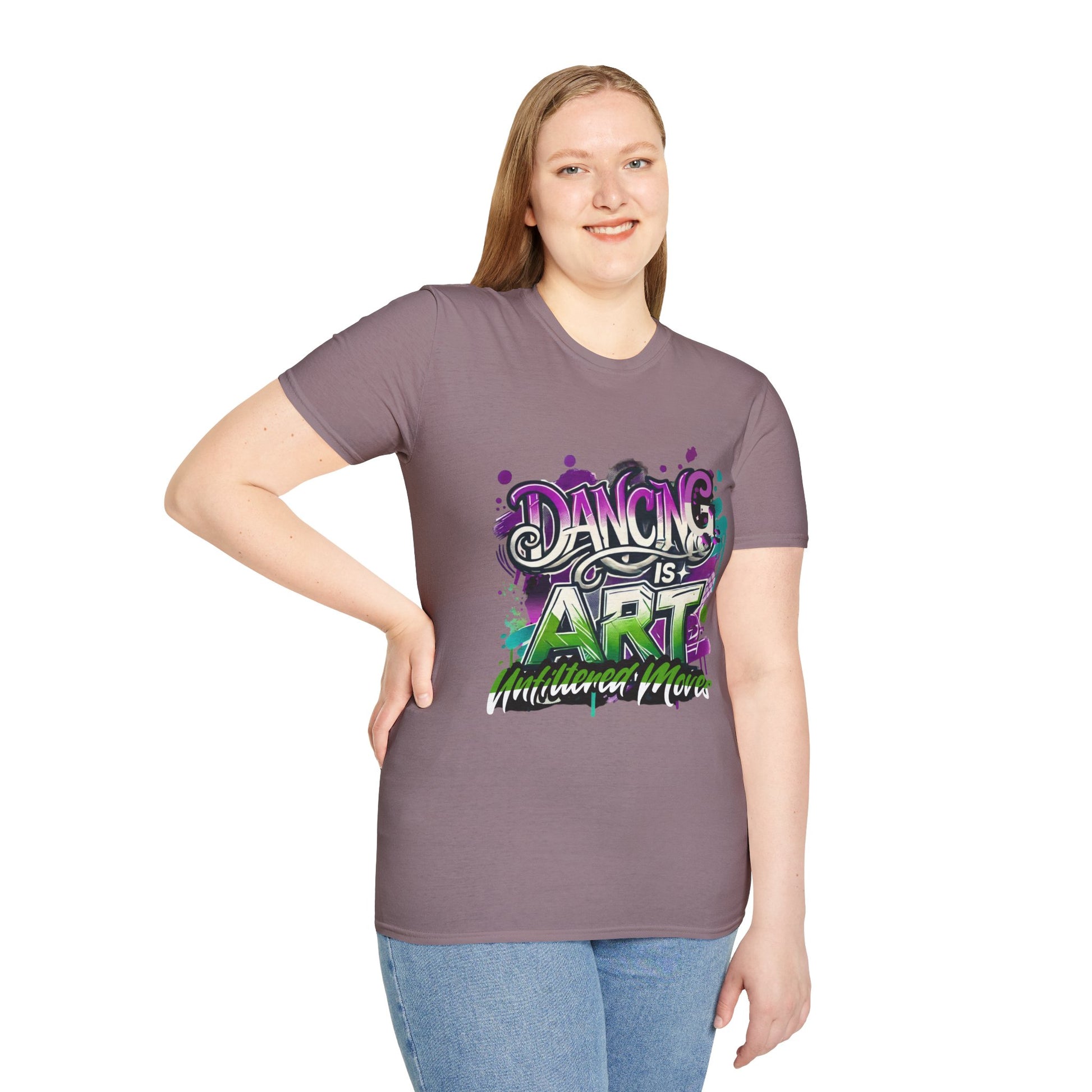 Dance Tee Unisex Softstyle T-Shirt: Dancing is Art & Unfiltered Moves Design