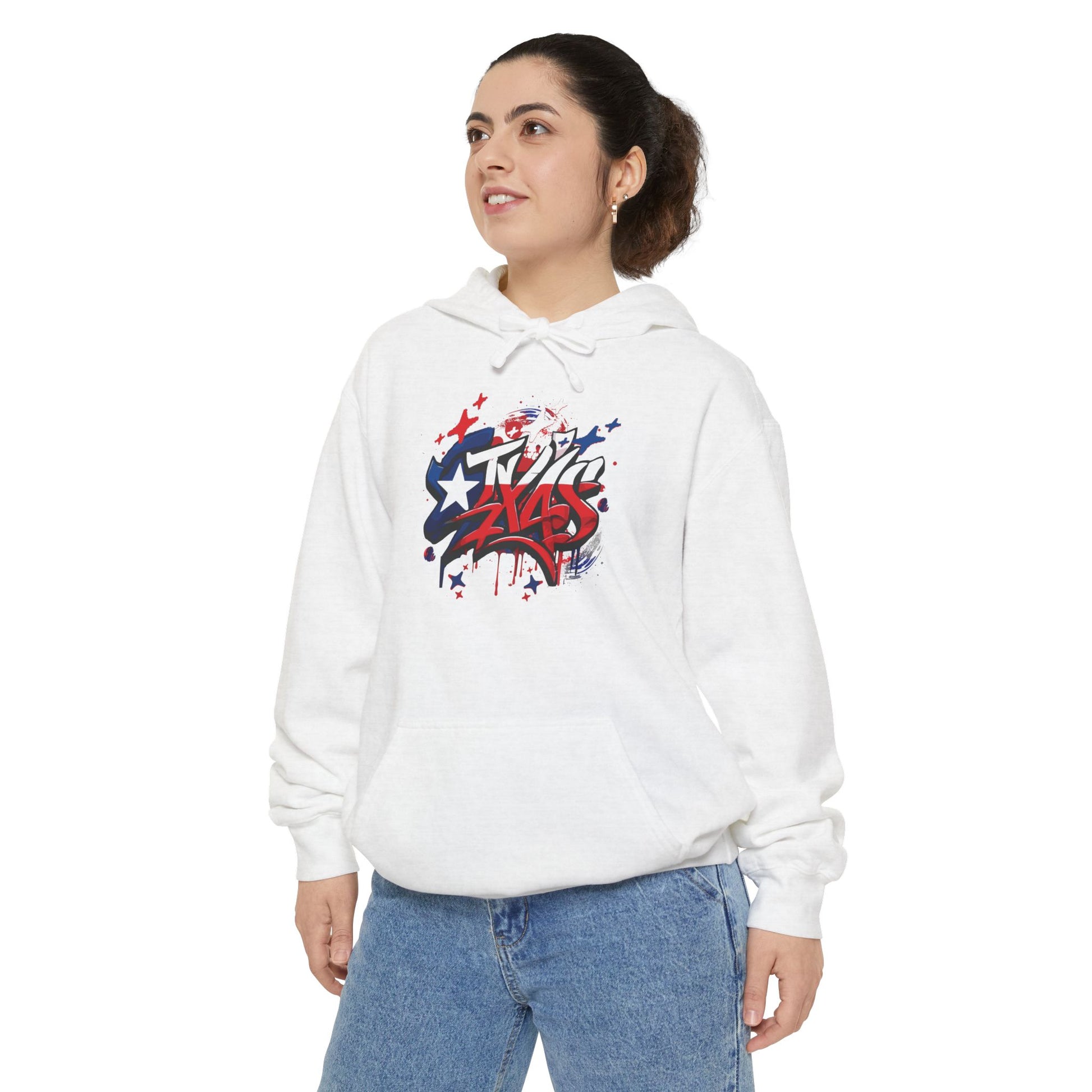 Fourth of July, Street Style Patriotic Graffiti Hoodie – Casual Unisex Sweatshirt for Celebration, Everyday Wear, Gift Idea, Summer BBQ, Fourth of July, Street Style