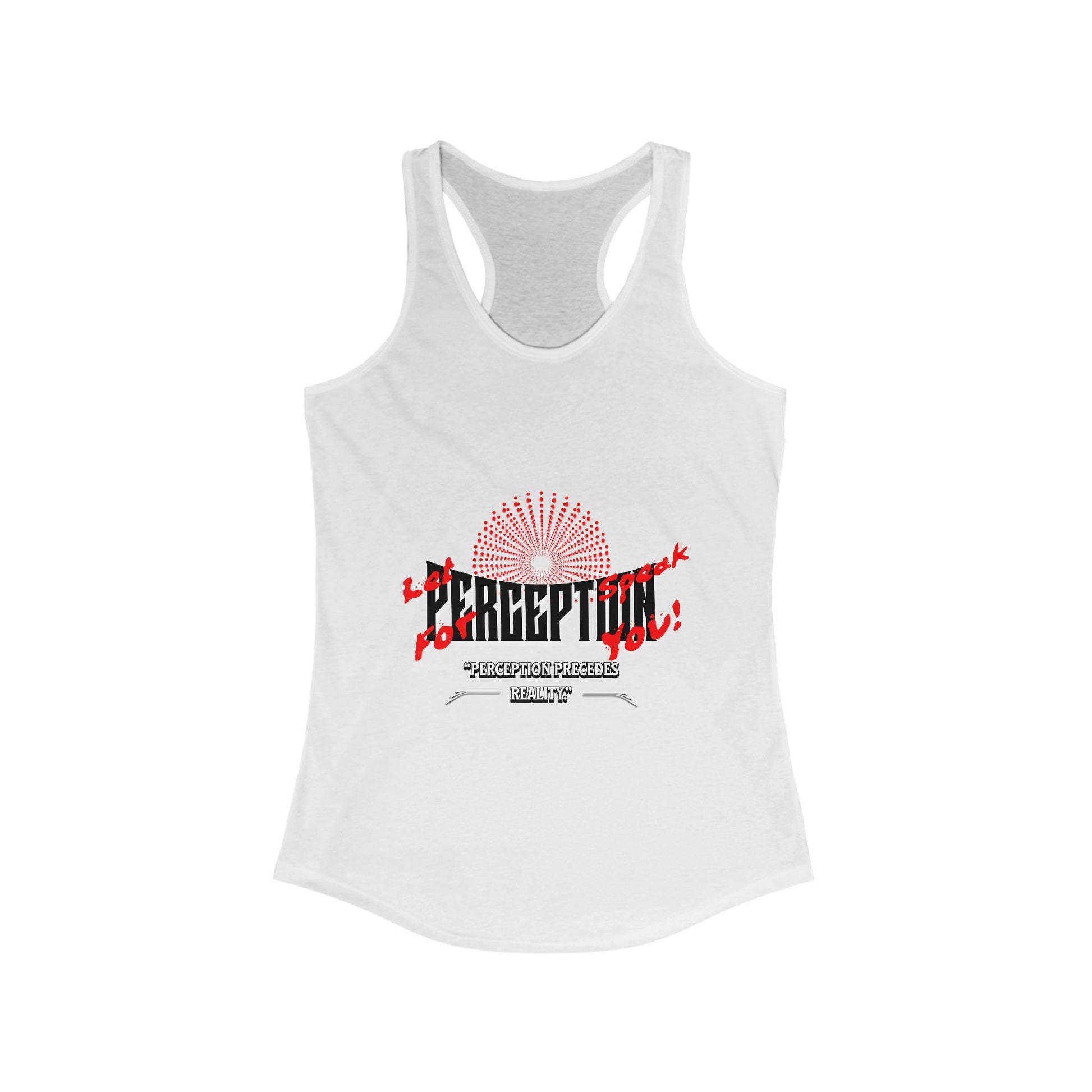 Women's Racerback Tank Top with 'Perception' Design, Women's Workout Apparel, Casual Summer Top, Gift for Her, Yoga & Fitness Gear