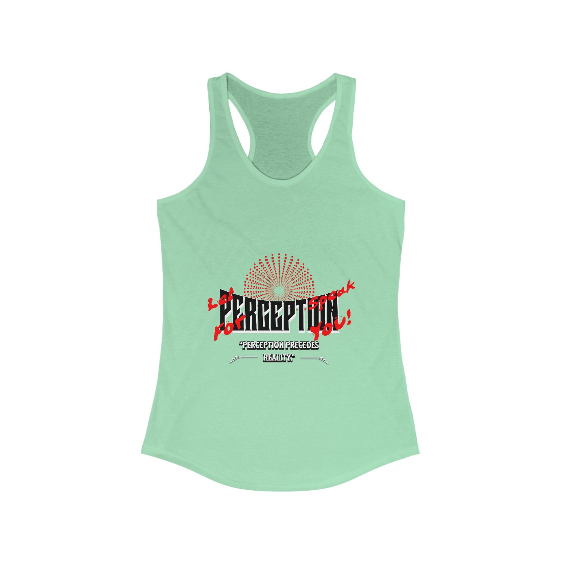 Women's Racerback Tank Top with 'Perception' Design, Women's Workout Apparel, Casual Summer Top, Gift for Her, Yoga & Fitness Gear
