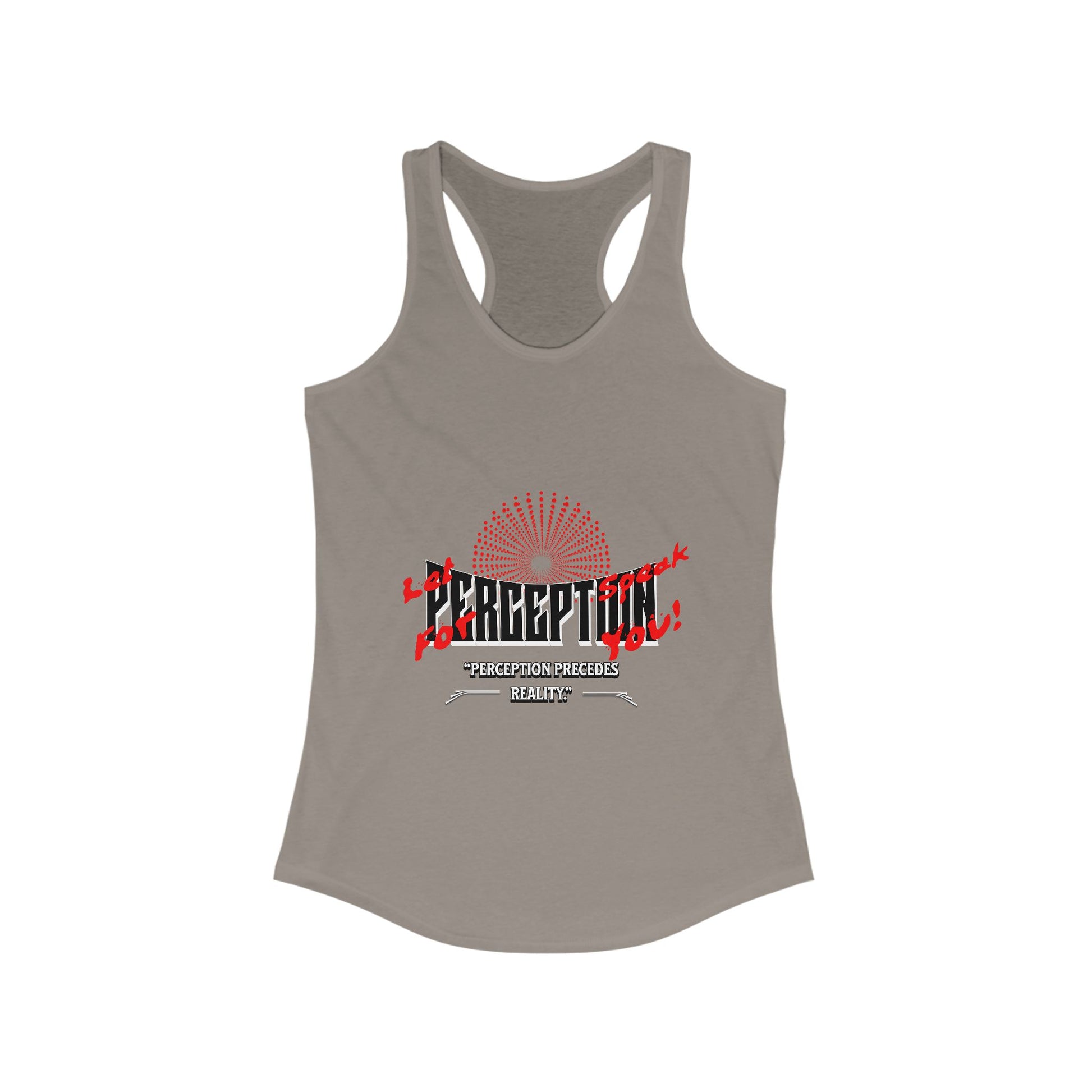 Women's Racerback Tank Top with 'Perception' Design, Women's Workout Apparel, Casual Summer Top, Gift for Her, Yoga & Fitness Gear