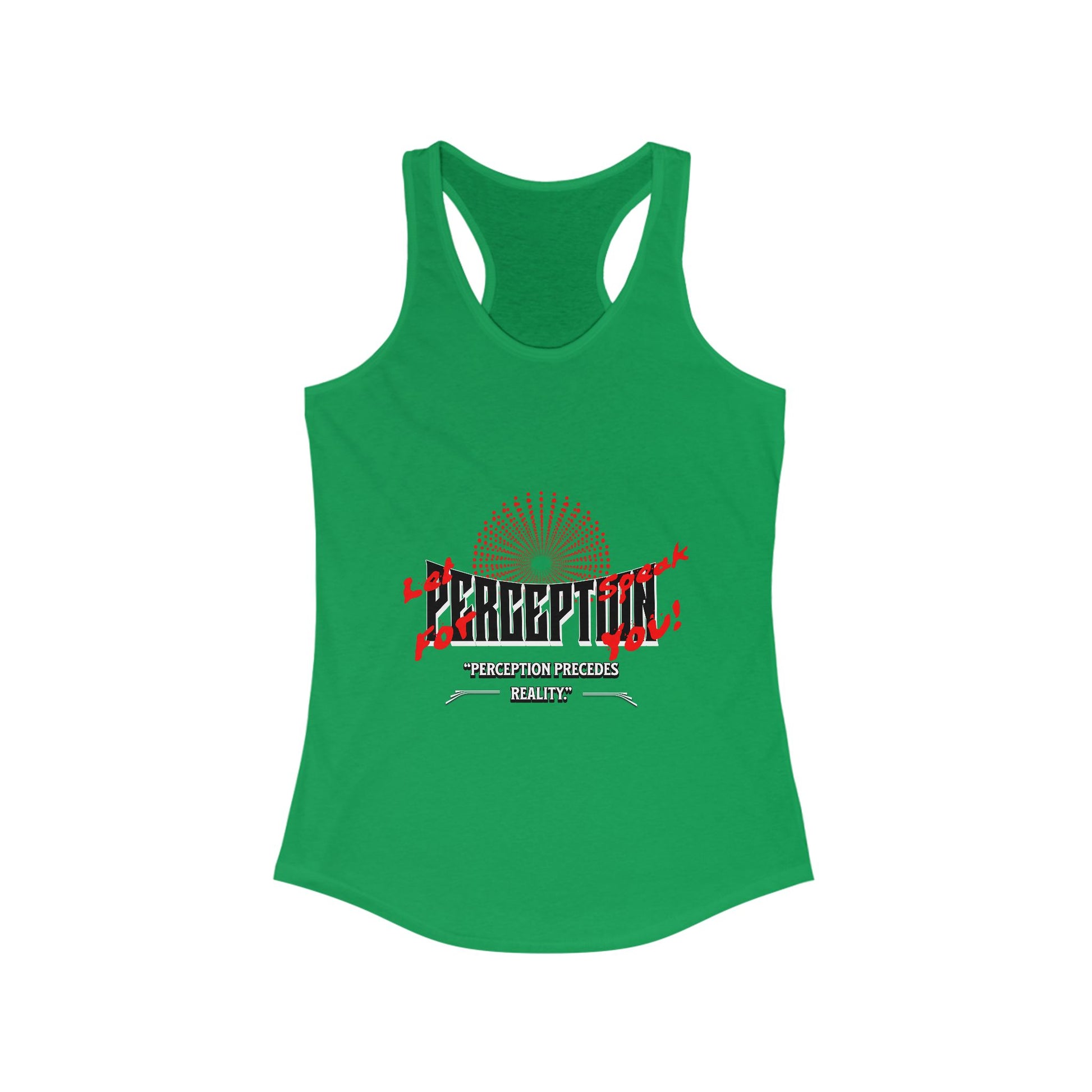 Women's Racerback Tank Top with 'Perception' Design, Women's Workout Apparel, Casual Summer Top, Gift for Her, Yoga & Fitness Gear