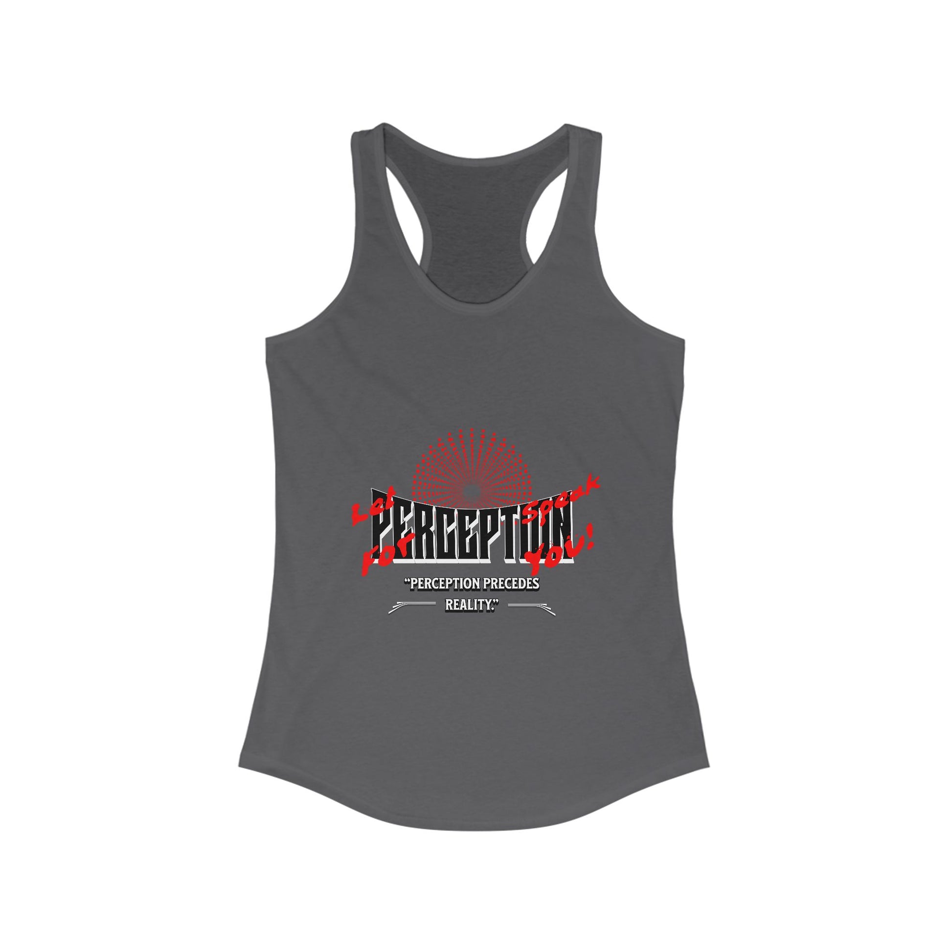 Women's Racerback Tank Top with 'Perception' Design, Women's Workout Apparel, Casual Summer Top, Gift for Her, Yoga & Fitness Gear