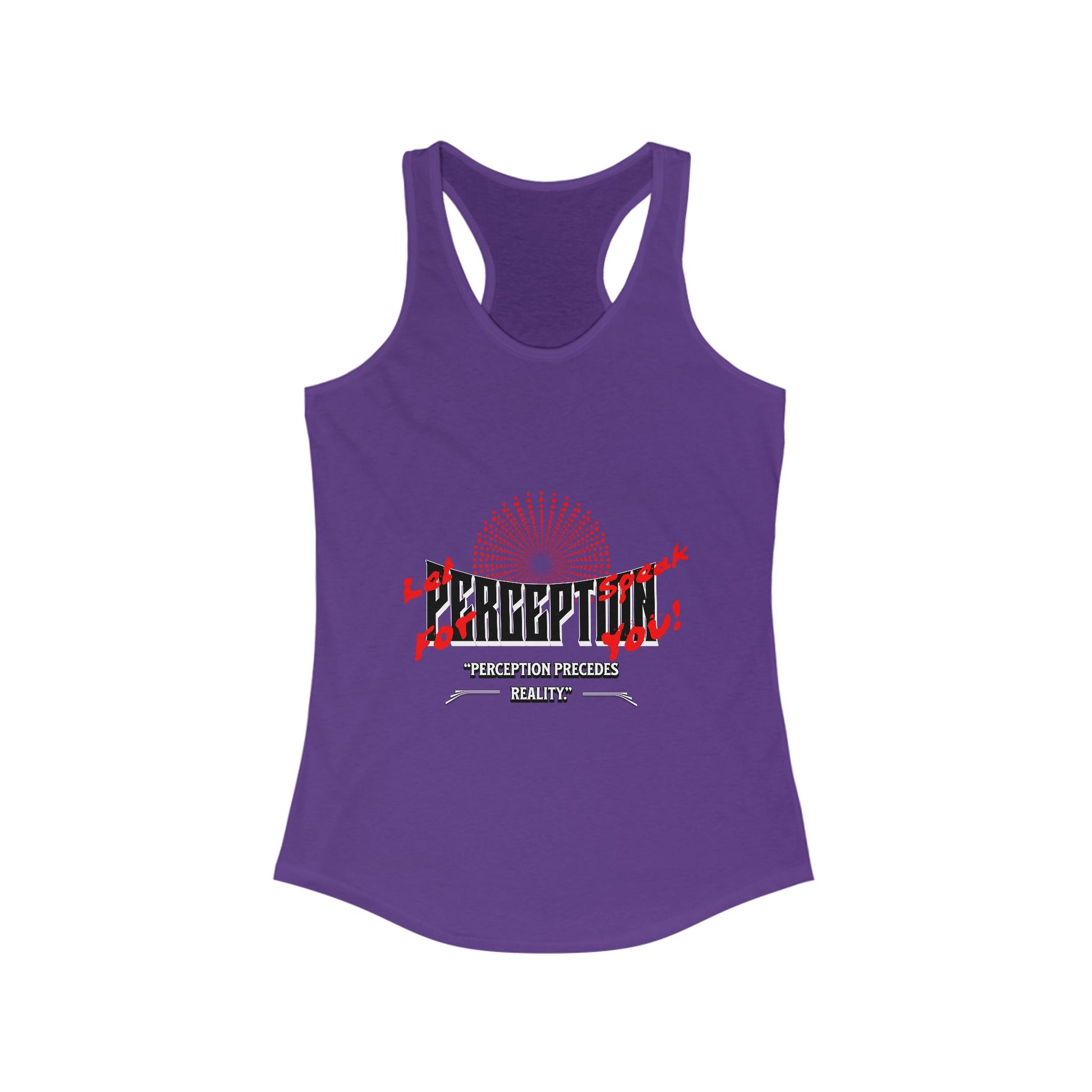 Women's Racerback Tank Top with 'Perception' Design, Women's Workout Apparel, Casual Summer Top, Gift for Her, Yoga & Fitness Gear