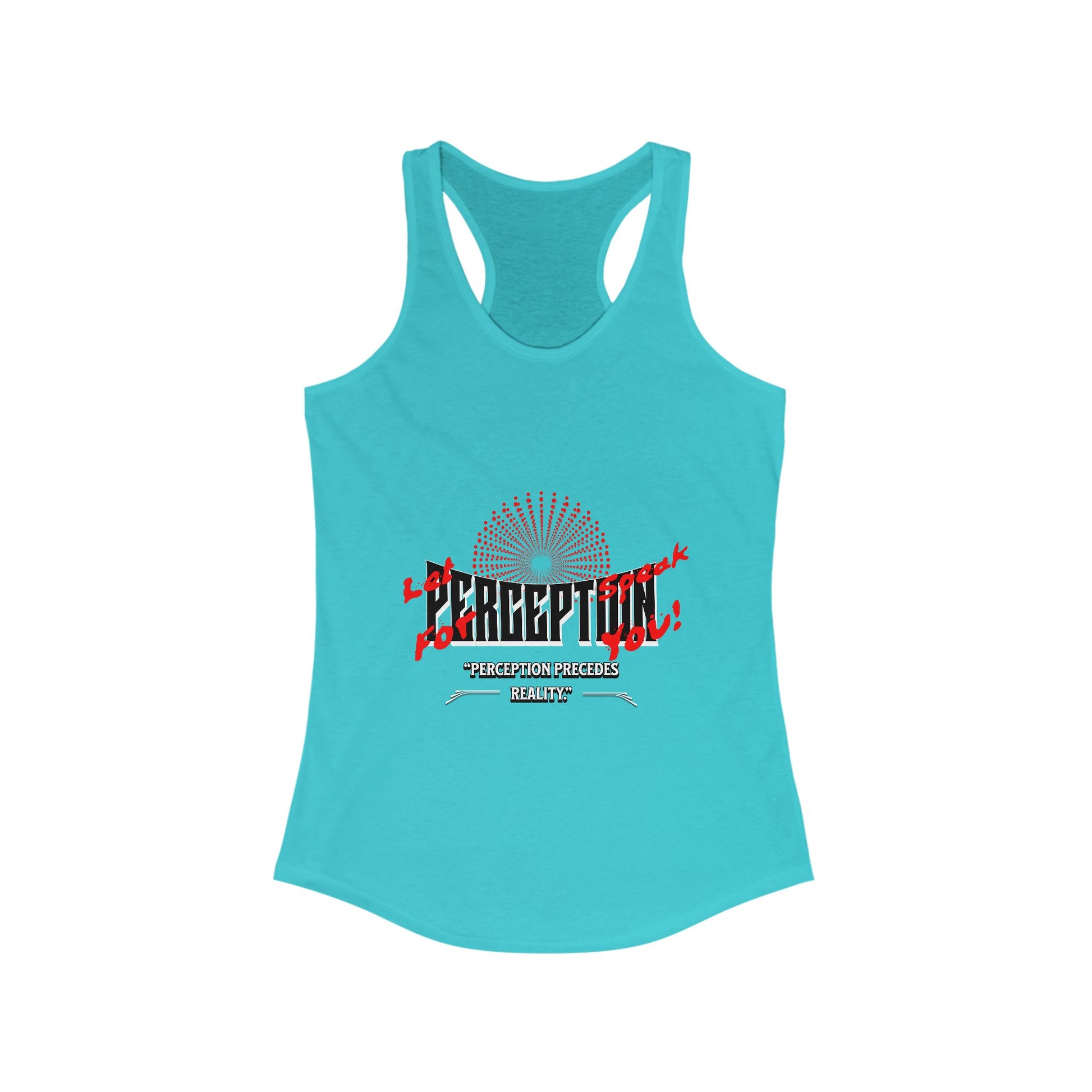 Women's Racerback Tank Top with 'Perception' Design, Women's Workout Apparel, Casual Summer Top, Gift for Her, Yoga & Fitness Gear