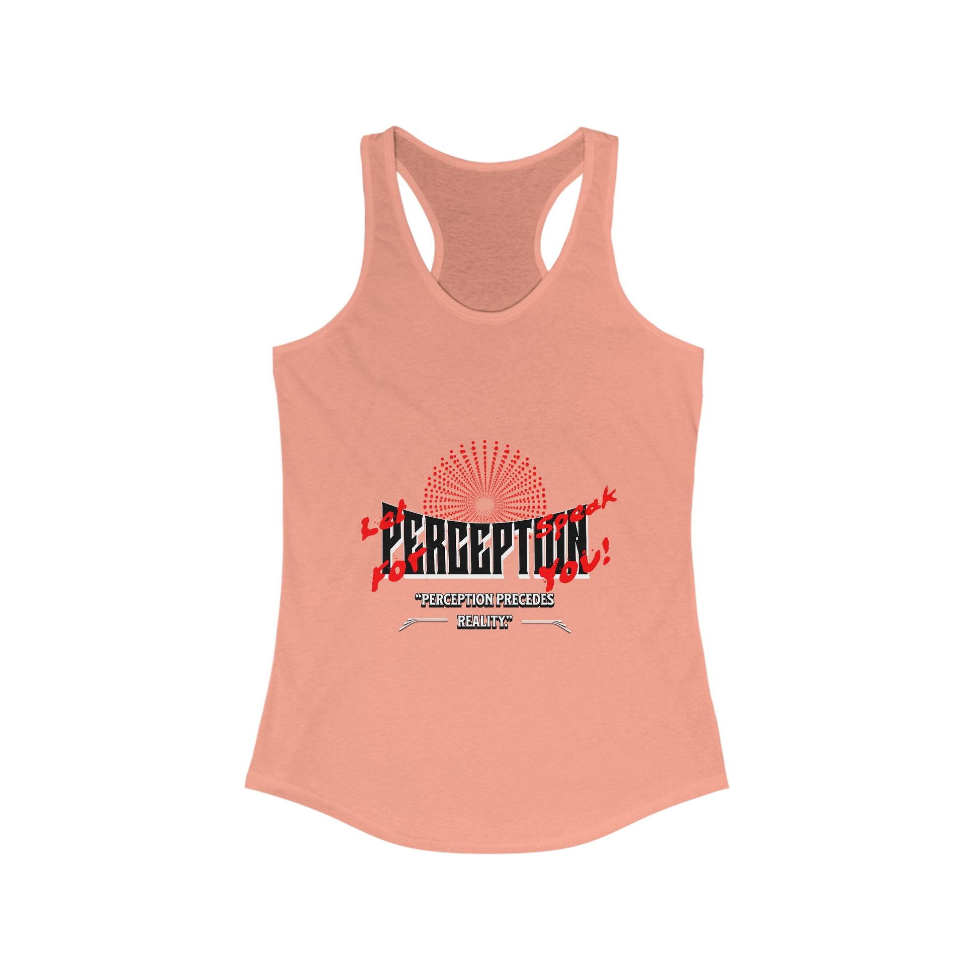 Women's Racerback Tank Top with 'Perception' Design, Women's Workout Apparel, Casual Summer Top, Gift for Her, Yoga & Fitness Gear