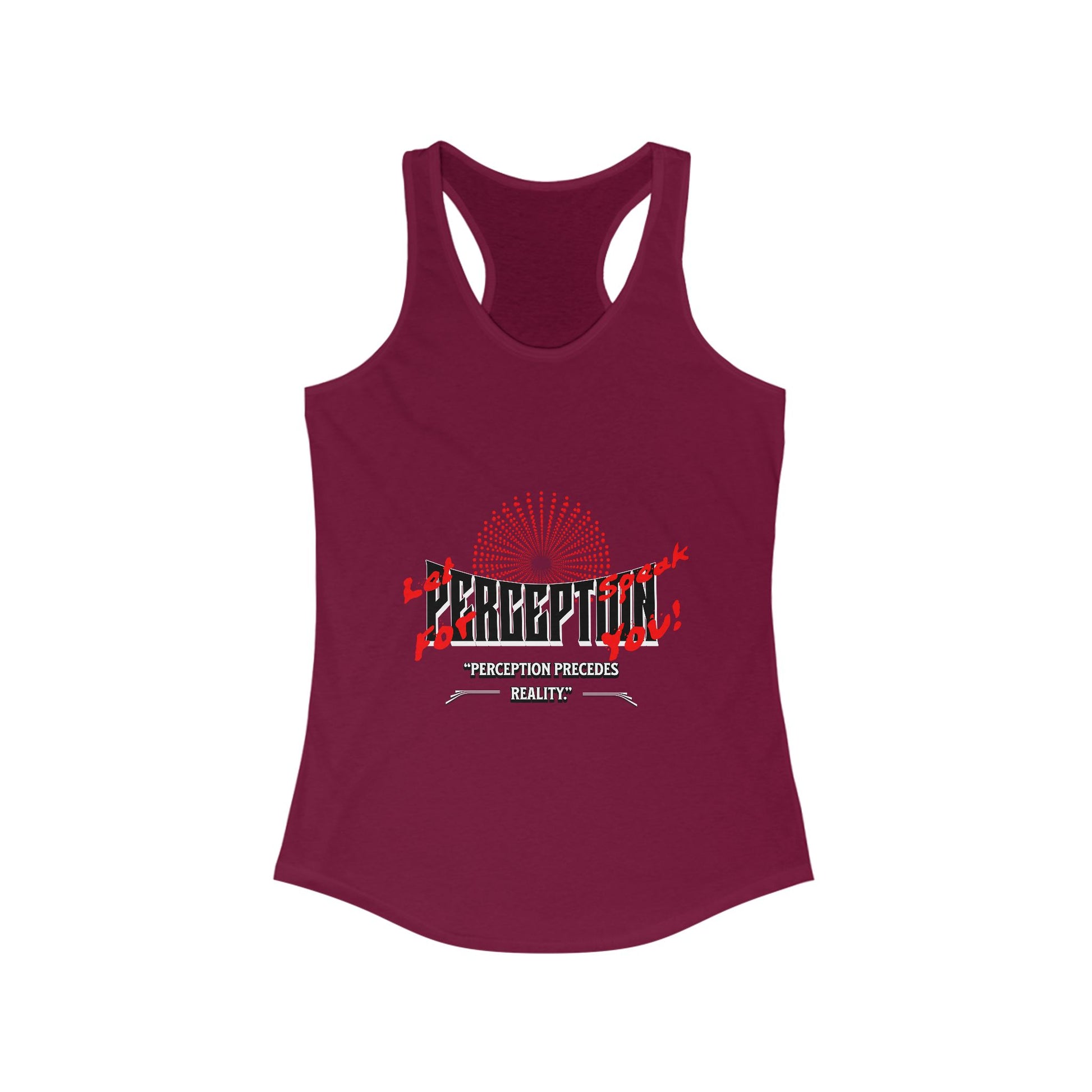 Women's Racerback Tank Top with 'Perception' Design, Women's Workout Apparel, Casual Summer Top, Gift for Her, Yoga & Fitness Gear