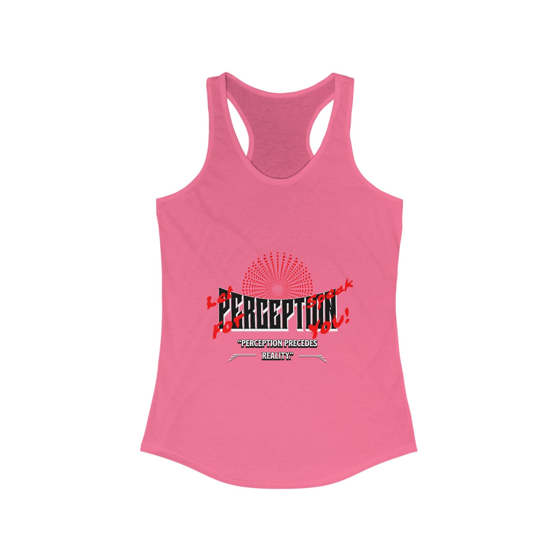 Women's Racerback Tank Top with 'Perception' Design, Women's Workout Apparel, Casual Summer Top, Gift for Her, Yoga & Fitness Gear