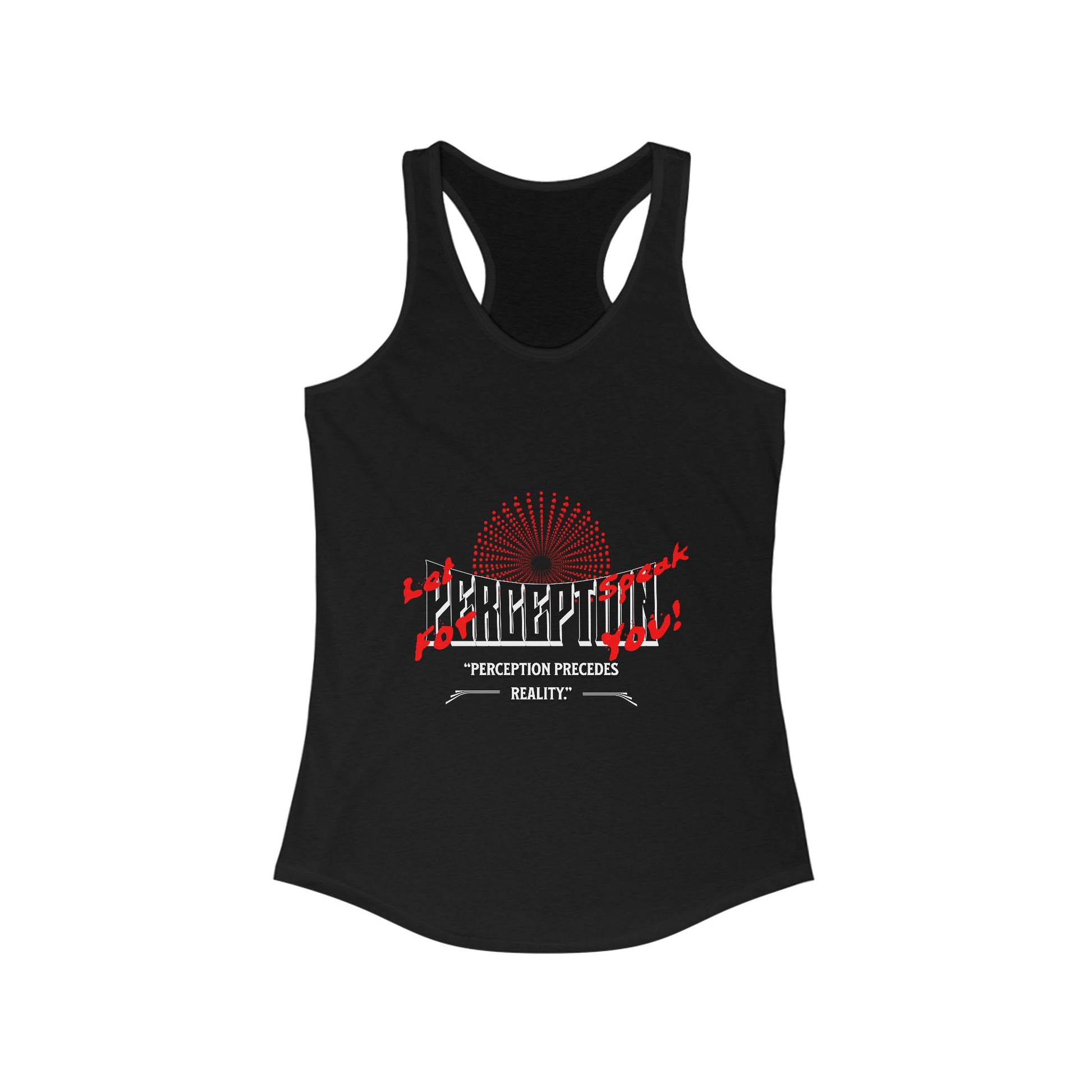 Women's Racerback Tank Top with 'Perception' Design, Women's Workout Apparel, Casual Summer Top, Gift for Her, Yoga & Fitness Gear