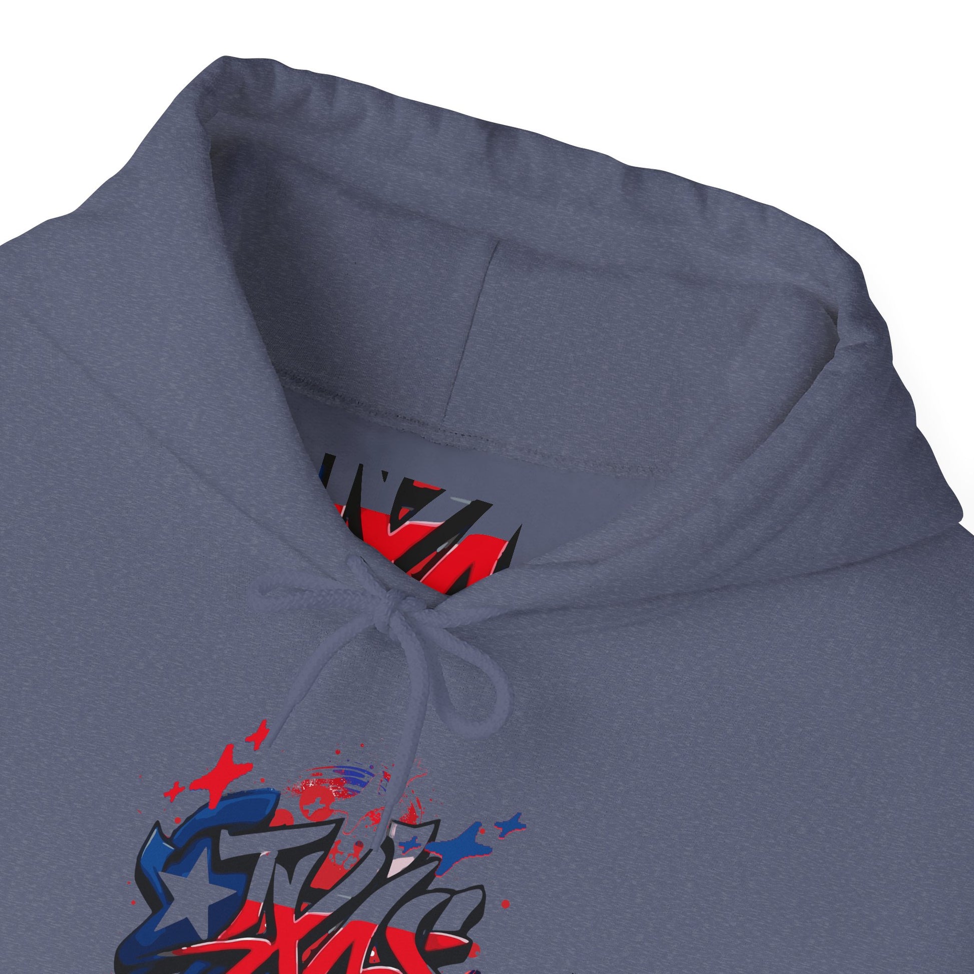 Patriotic Graffiti Hoodie, Cozy Sweatshirt for Casual Wear, Perfect Gift for July 4th, Stylish Streetwear, Unisex Fashion