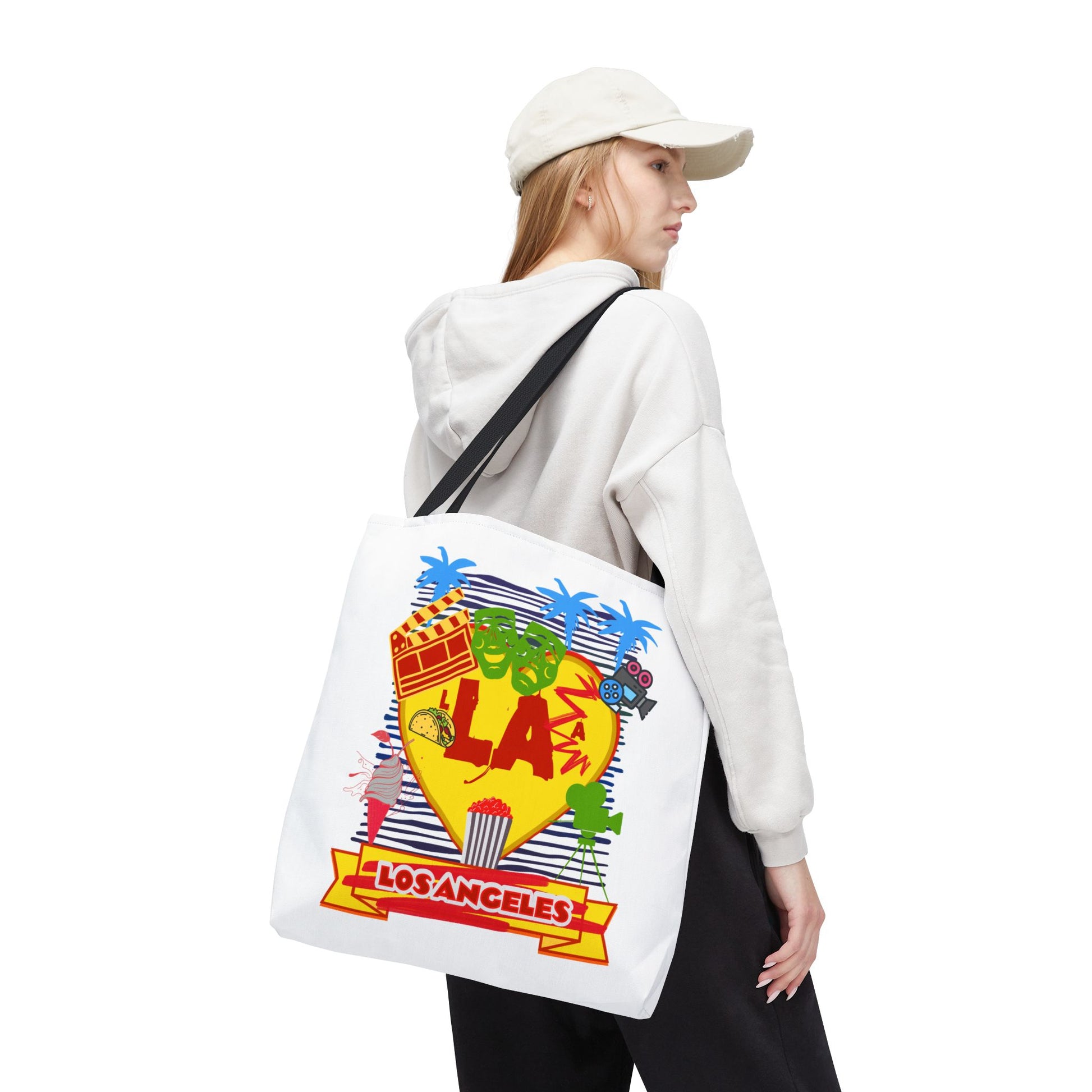 Los Angeles Love Tote Bag, Fun Beach Bag, Travel Tote, Summer Accessory, Gift for Travelers, AOP Design