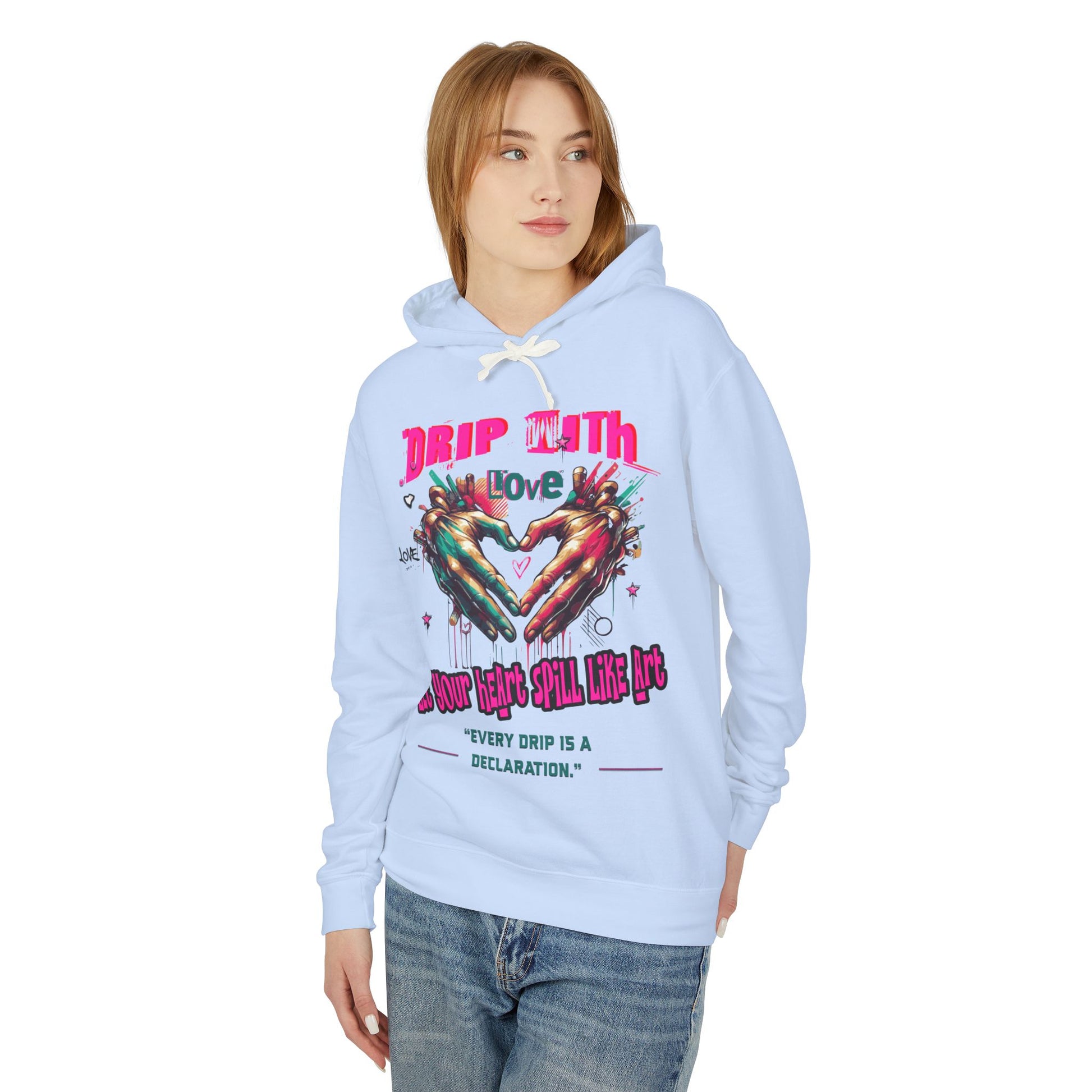 Colorful Love Hoodie, Unisex Sweatshirt for Couples, Unique Gift for Valentine's Day, Cozy Casual Hoodie, Drip with Love Design