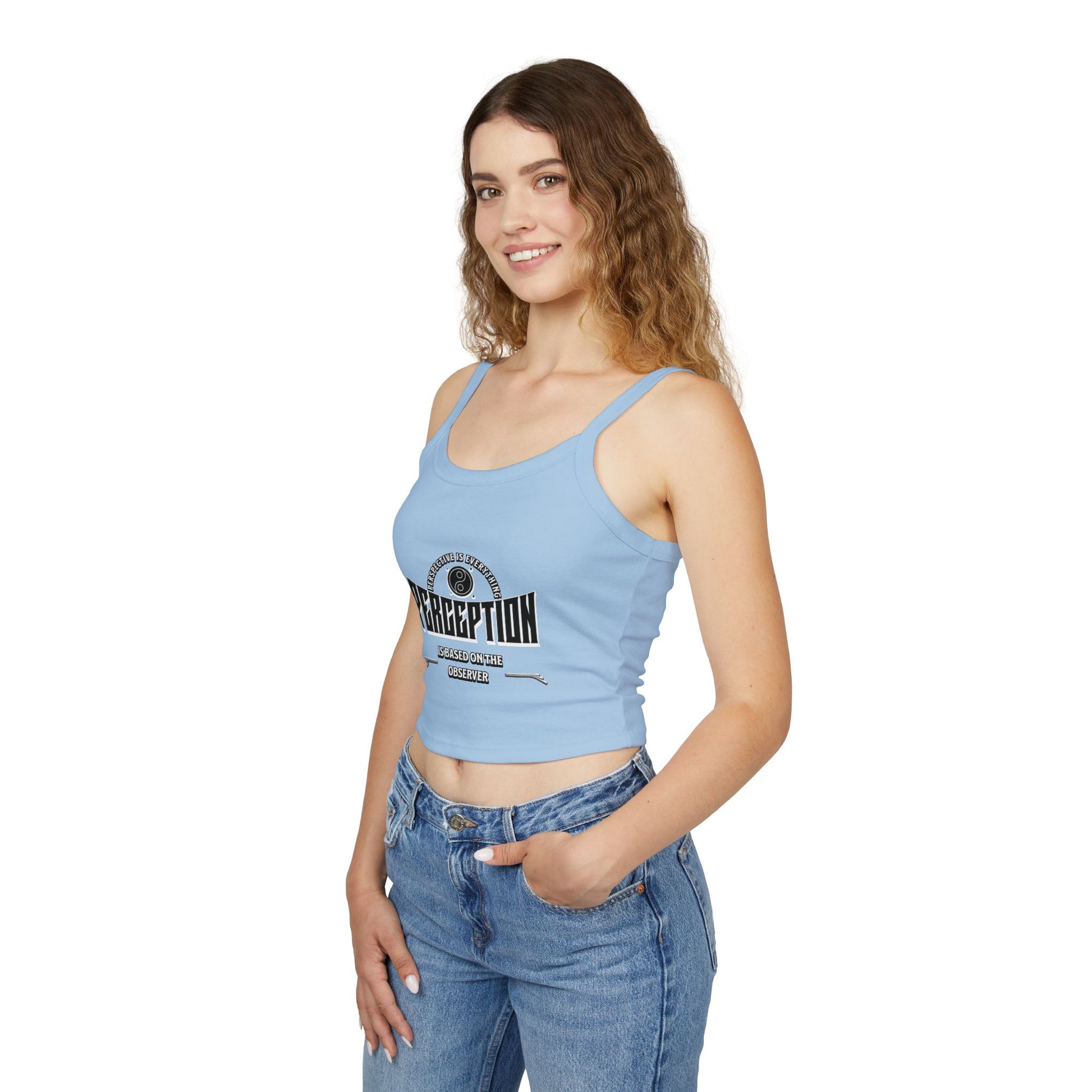 Women's Spaghetti Strap Tank Top - 'Perception' Graphic Tee, Casual Summer Wear, Gift for Her, Boho Style, Festival Top