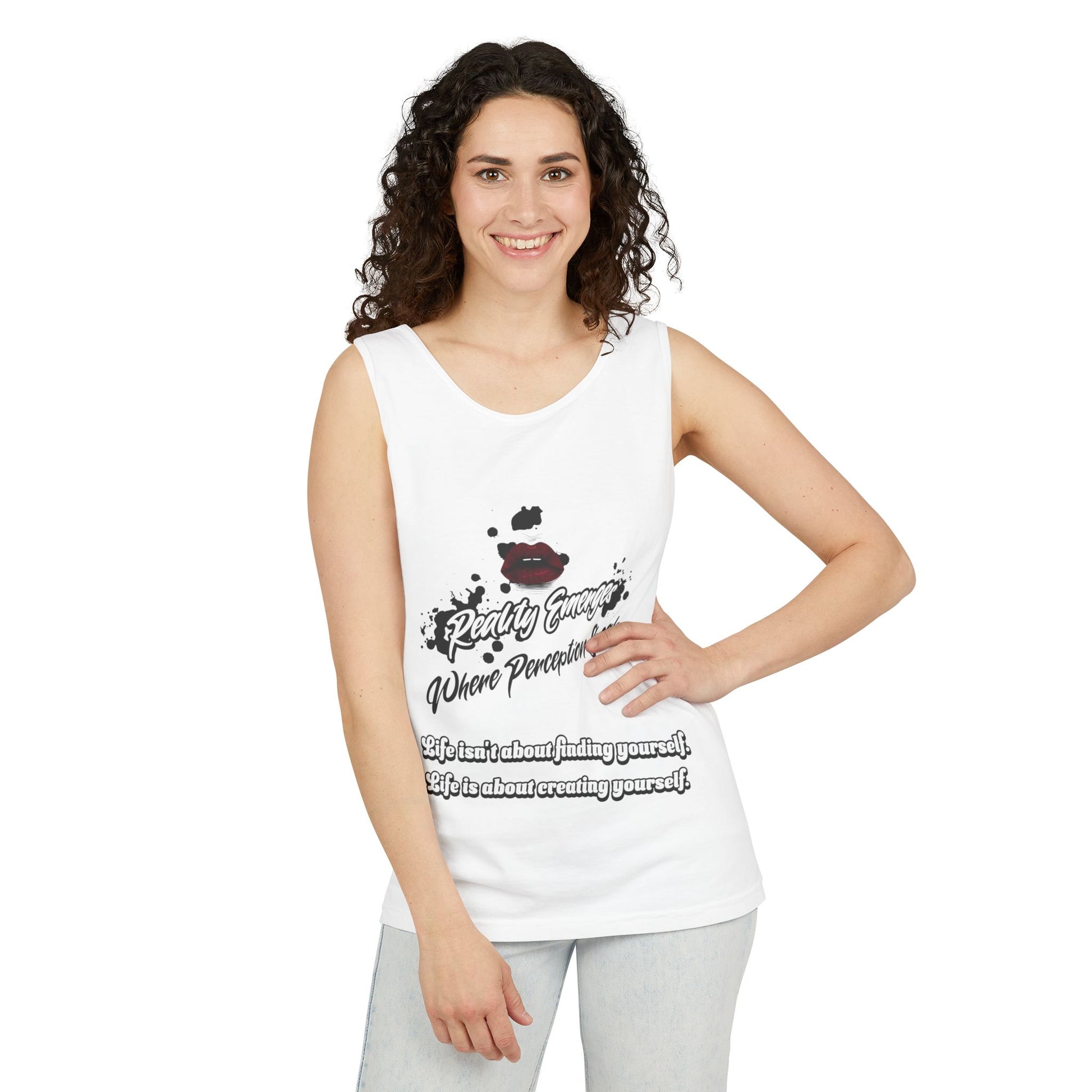Tank Top - "Create Yourself" Quote Design, Motivational Apparel, Gift for Self-Love, Summer Essential, Positive Vibes