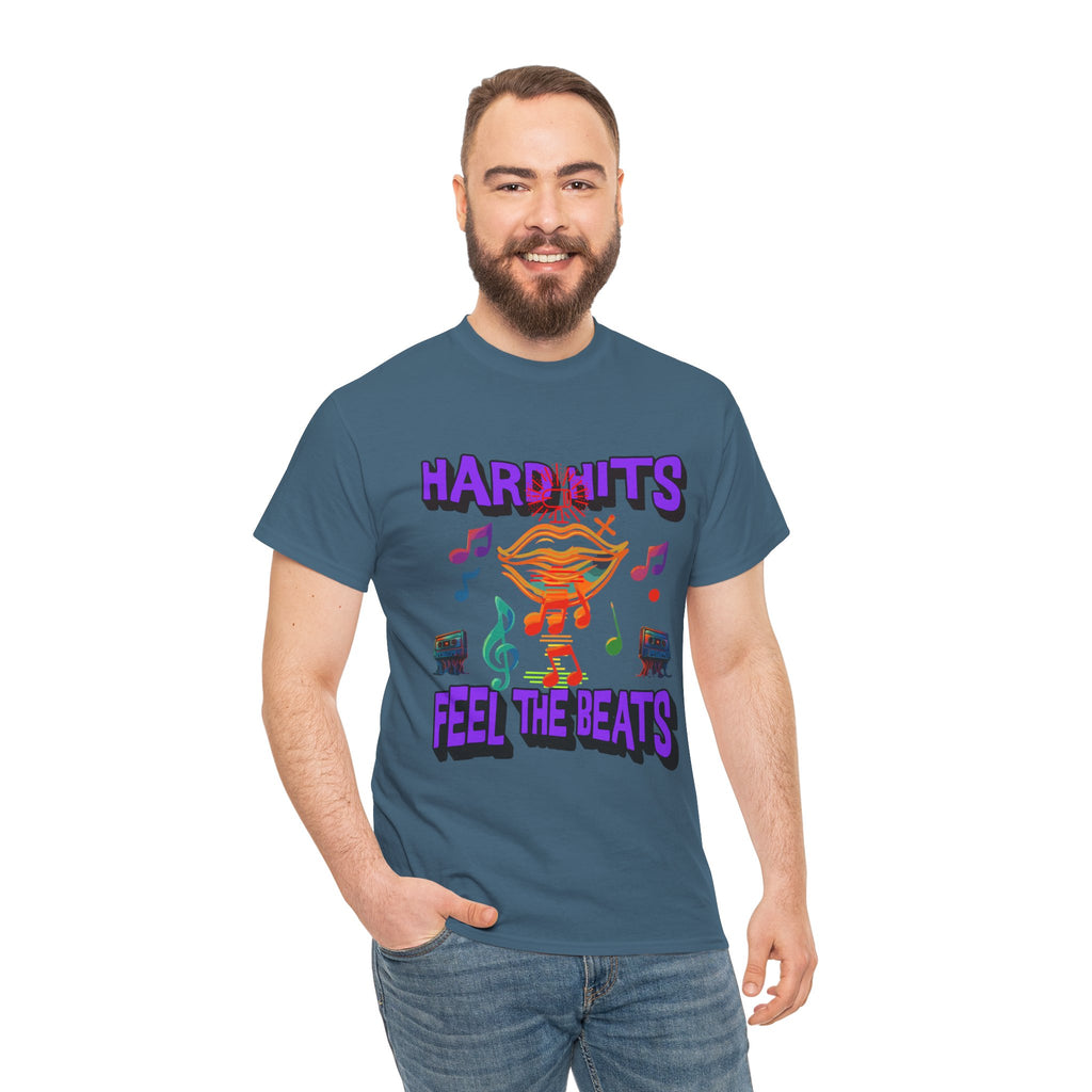 Music Lover Tee - Hard Hits Feel The Beats, Unisex Cotton Shirt, Perfect Gift for Musicians, Concerts, Festivals, Casual Wear