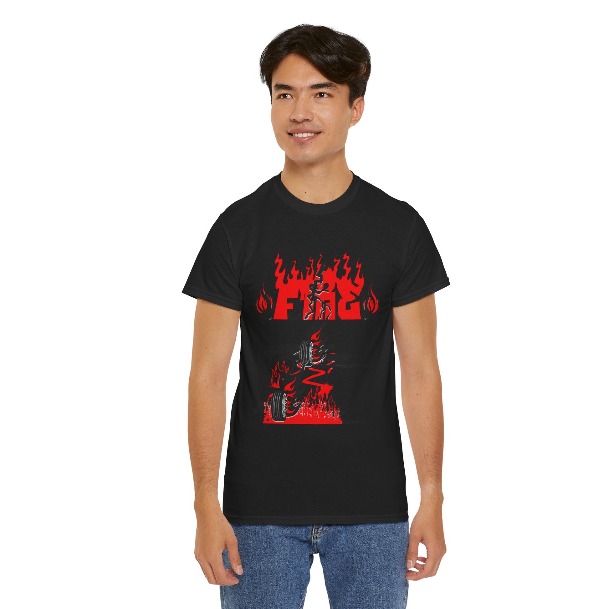 Fire Graphic Unisex Tee, Graphic T-Shirt, Casual Wear, Street Style, Gift for Him/Her, Festival Outfit