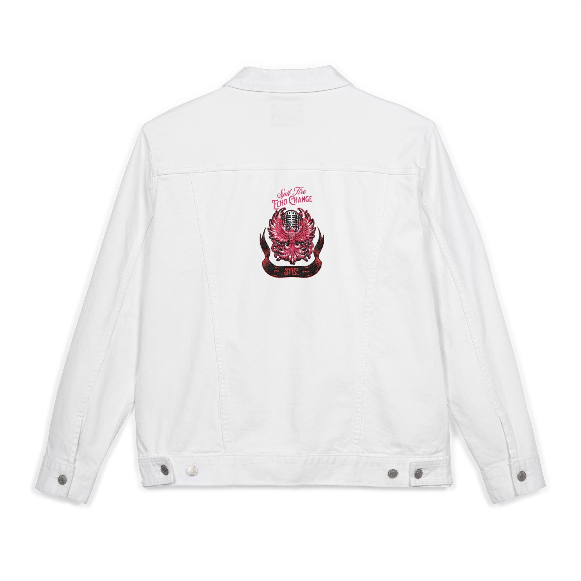 Unisex Classic Denim Jacket – Phoenix & Microphone Embroidered Back