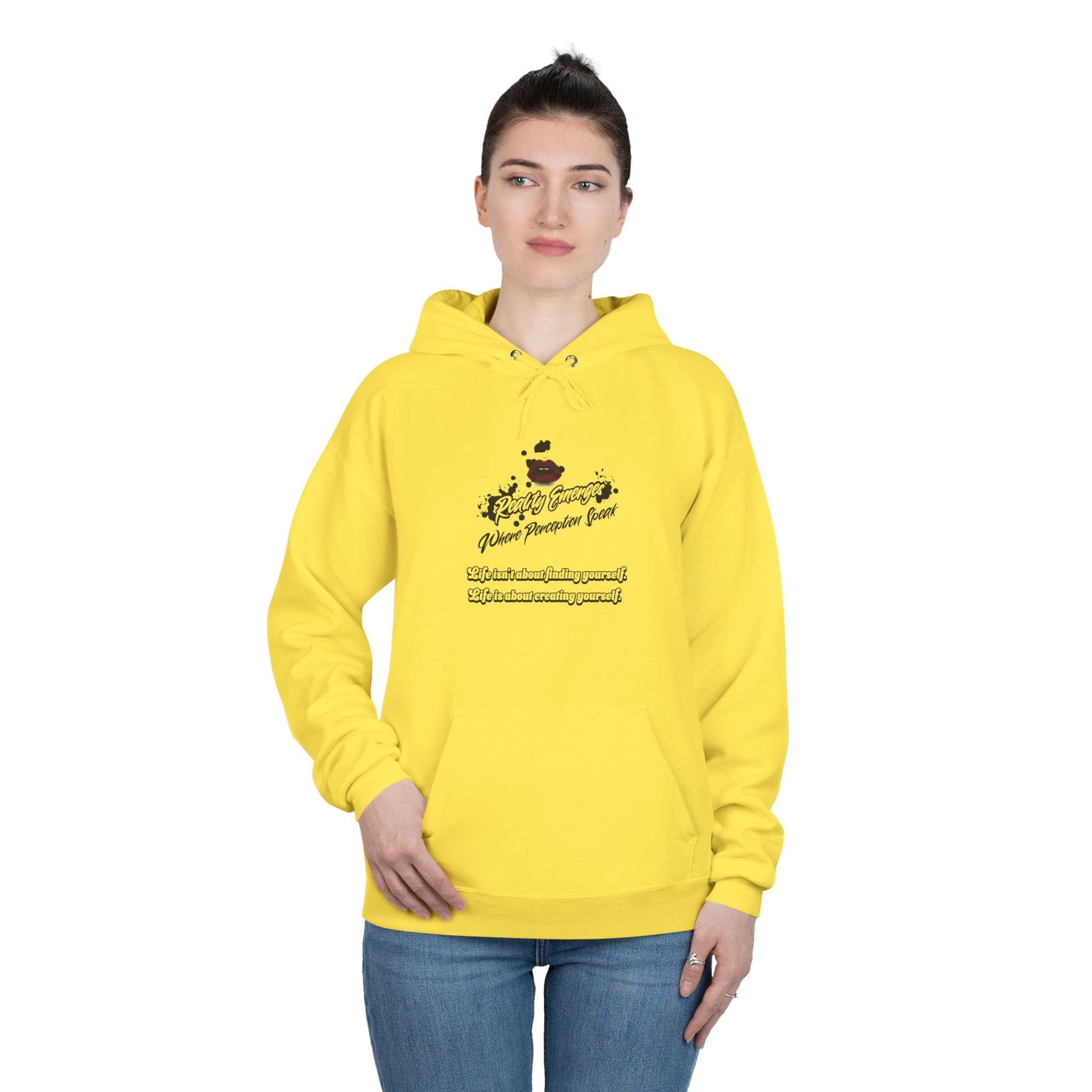 Hoodie Reality Emerges Where Perception Speaks Red Lips and Ink Splatter Design