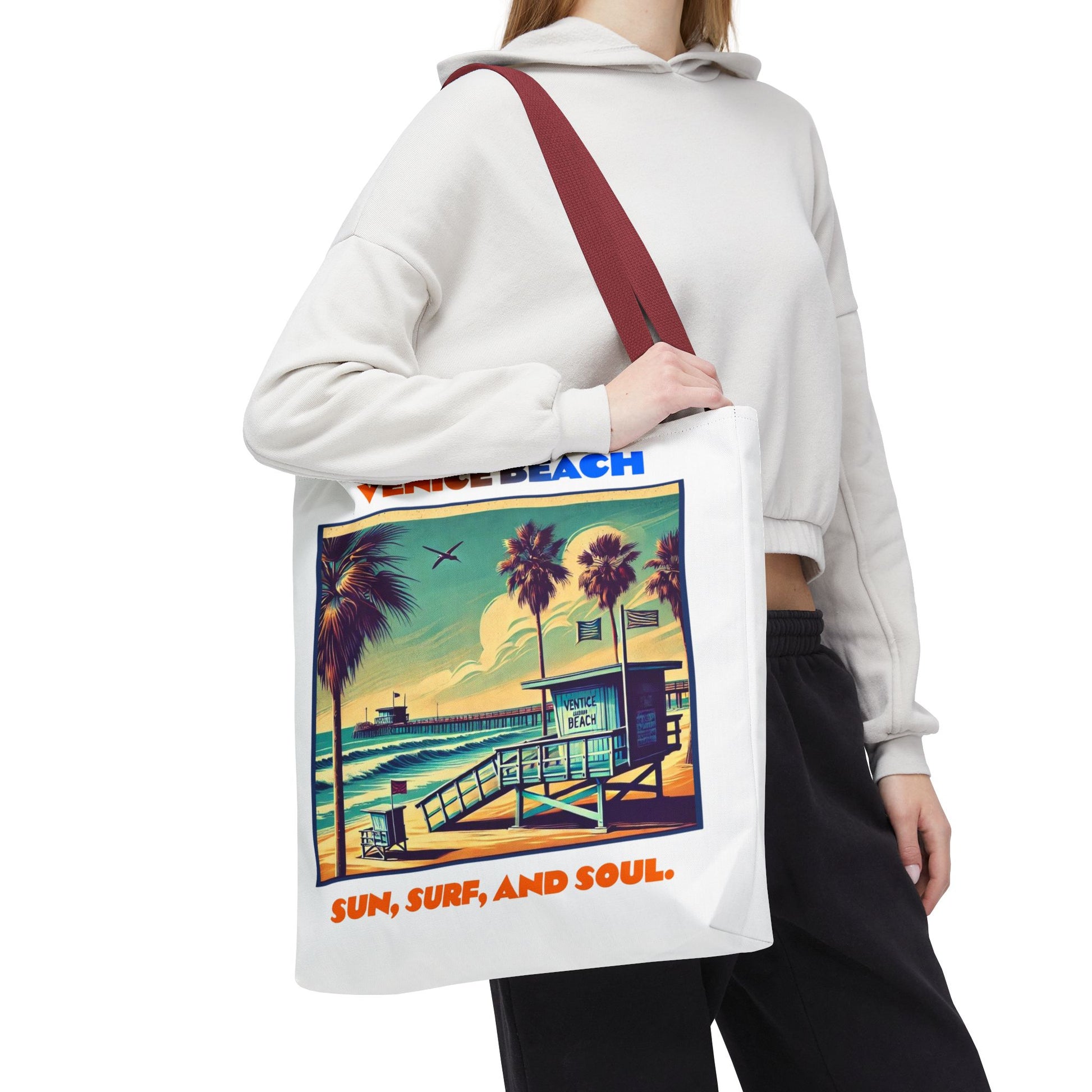 Venice Beach Tote Bag - Sun, Surf, and Soul, Beach Bag, Eco-Friendly, Summer Essential, Travel Tote, Gift for Beach Lovers