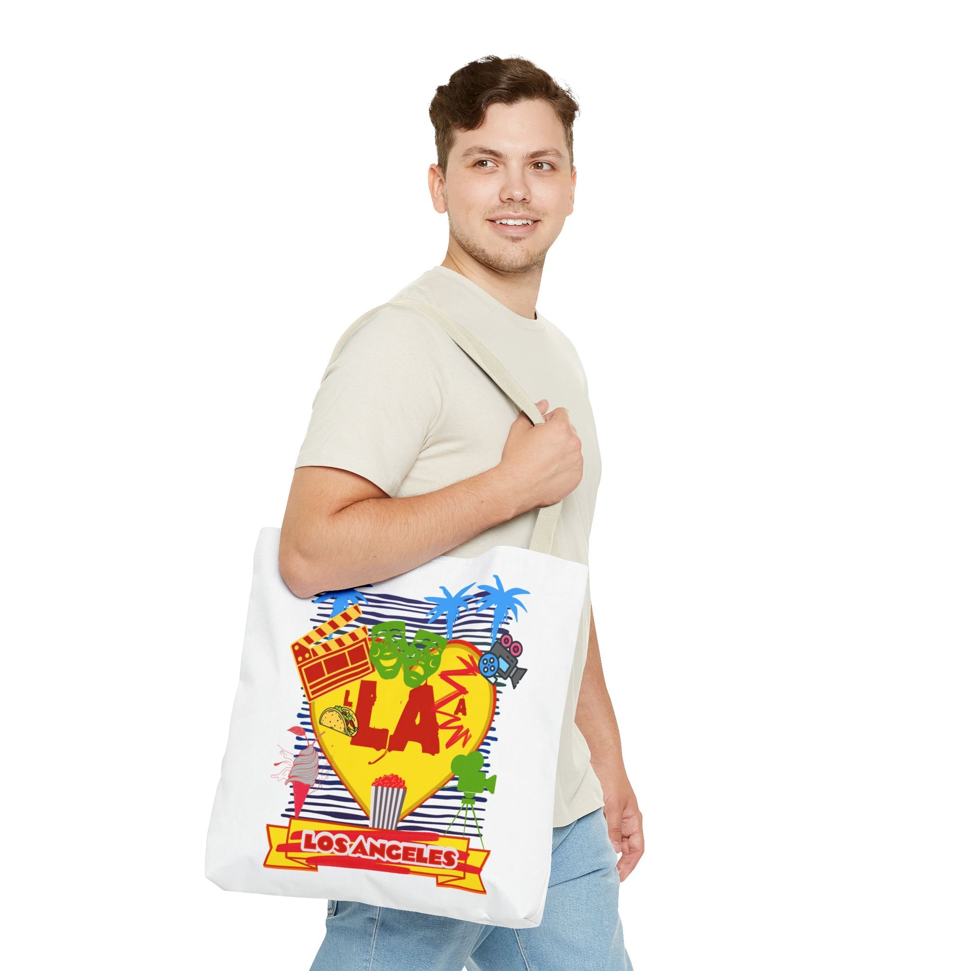 Los Angeles Love Tote Bag, Fun Beach Bag, Travel Tote, Summer Accessory, Gift for Travelers, AOP Design