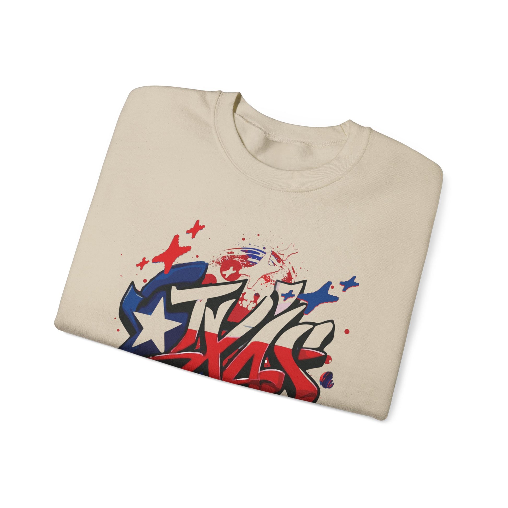 Texas Graffiti Crewneck Sweatshirt, Urban Streetwear, Unisex Fashion, Graphic Sweatshirt, Cozy Layering Piece, Gift for Him/Her