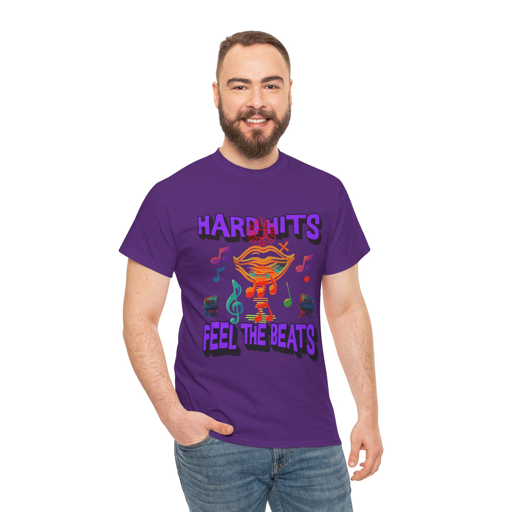 Music Lover Tee - Hard Hits Feel The Beats, Unisex Cotton Shirt, Perfect Gift for Musicians, Concerts, Festivals, Casual Wear