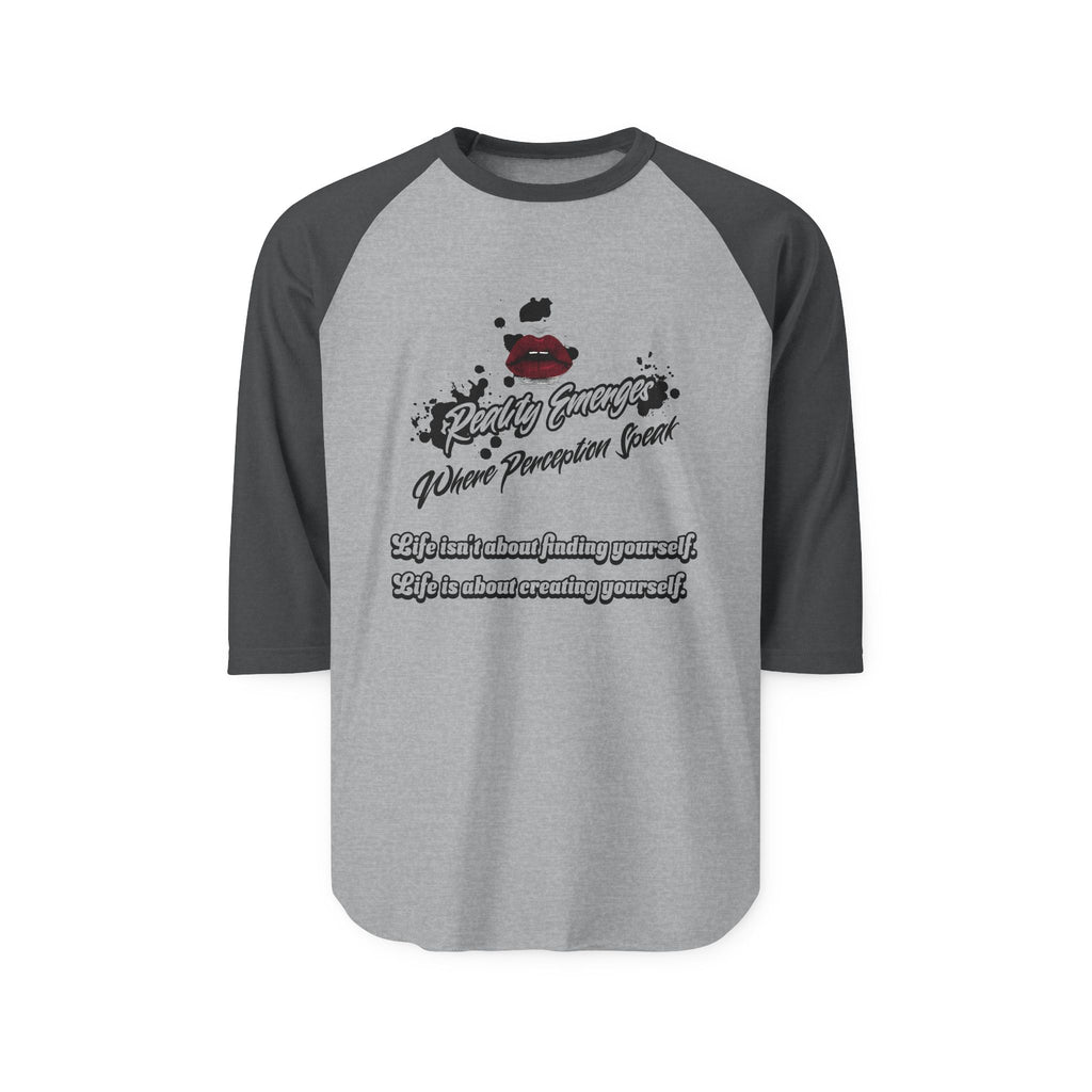 Three-Quarter Sleeve Raglan Shirt - Empowerment Shirt - “Reality Emerges” - Gift for Friends, Casual Wear, Positive Affirmation Tee