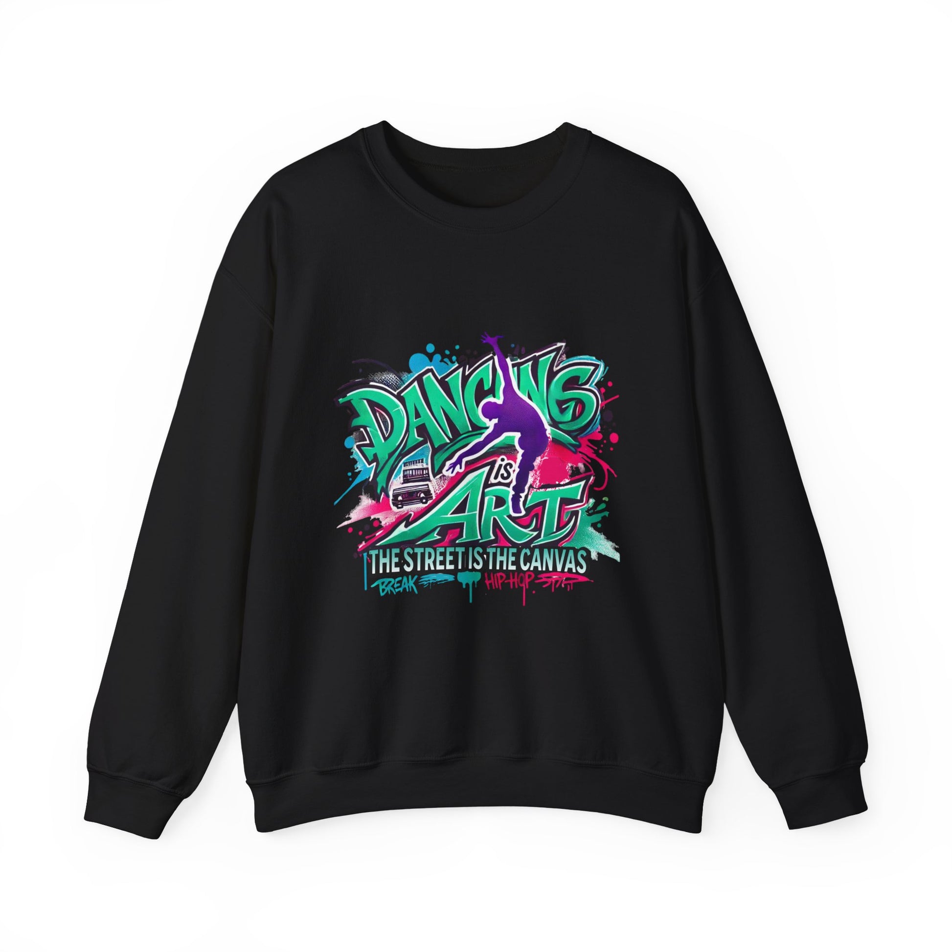 Colorful Street Art Sweatshirt, Unisex Crewneck Pullover, Dance Sweatshirt Gift, Streetwear Apparel, Artsy Fashion