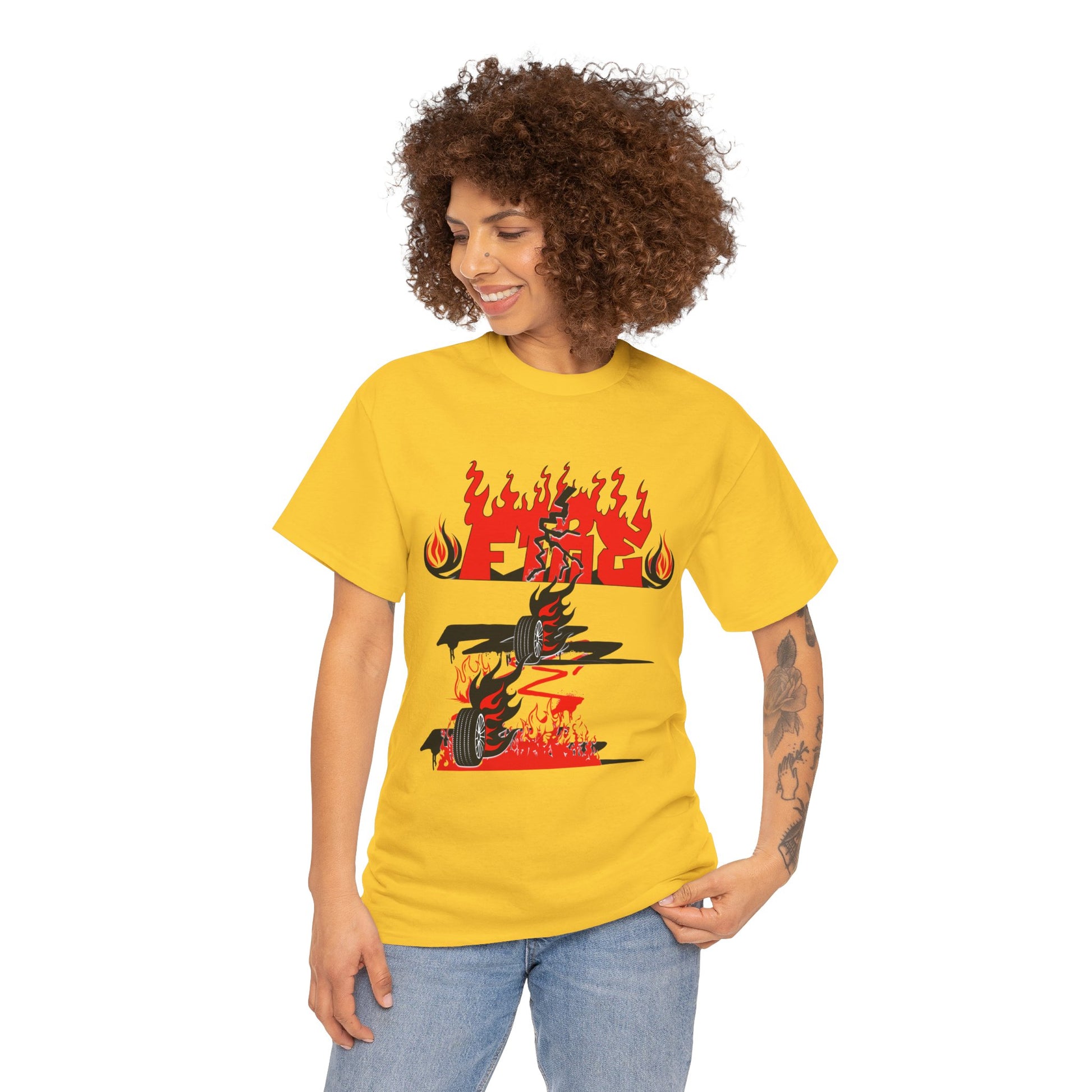 Fire Graphic Unisex Tee, Graphic T-Shirt, Casual Wear, Street Style, Gift for Him/Her, Festival Outfit
