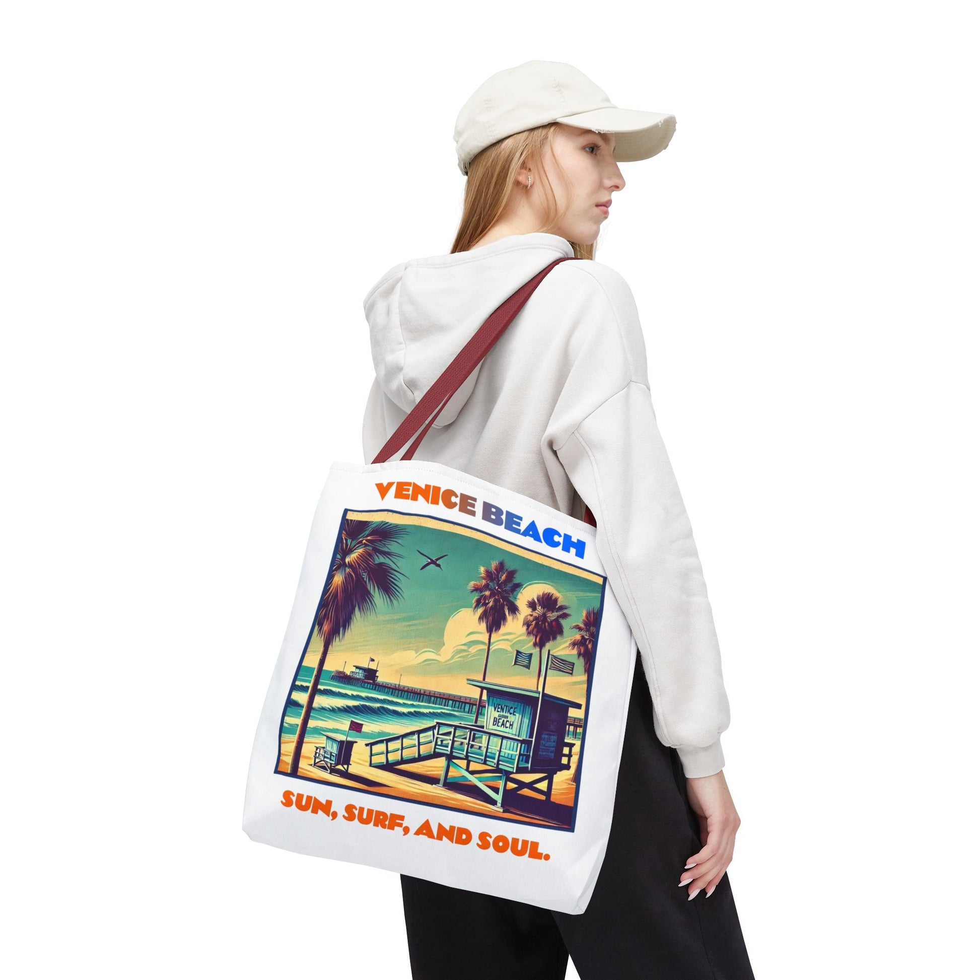 Venice Beach Tote Bag - Sun, Surf, and Soul, Beach Bag, Eco-Friendly, Summer Essential, Travel Tote, Gift for Beach Lovers