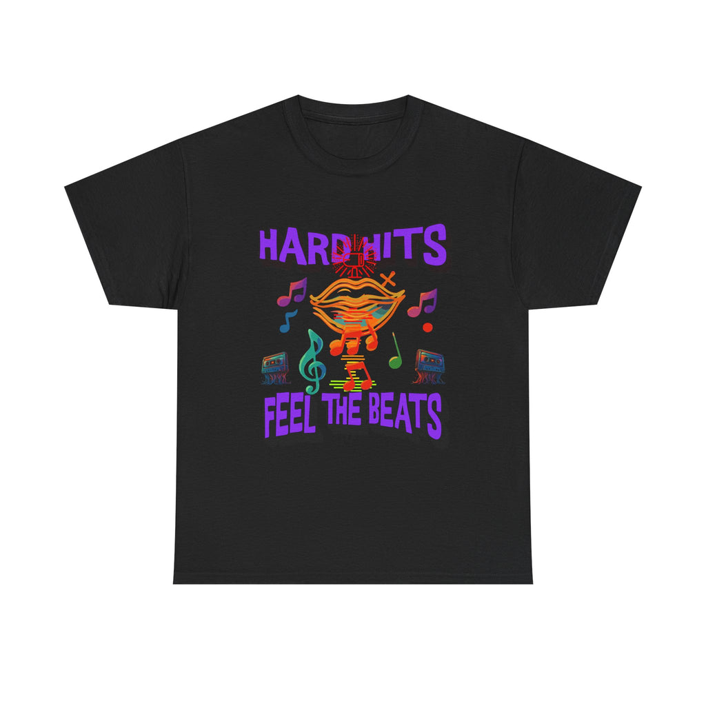 Music Lover Tee - Hard Hits Feel The Beats, Unisex Cotton Shirt, Perfect Gift for Musicians, Concerts, Festivals, Casual Wear