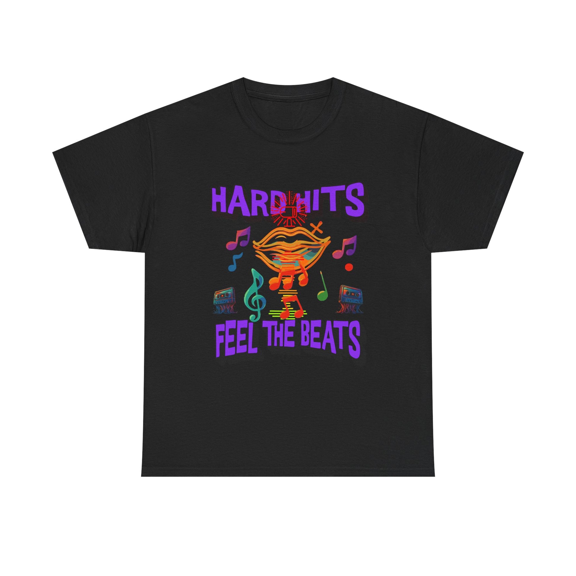 Music Lover Tee - Hard Hits Feel The Beats, Unisex Cotton Shirt, Perfect Gift for Musicians, Concerts, Festivals, Casual Wear