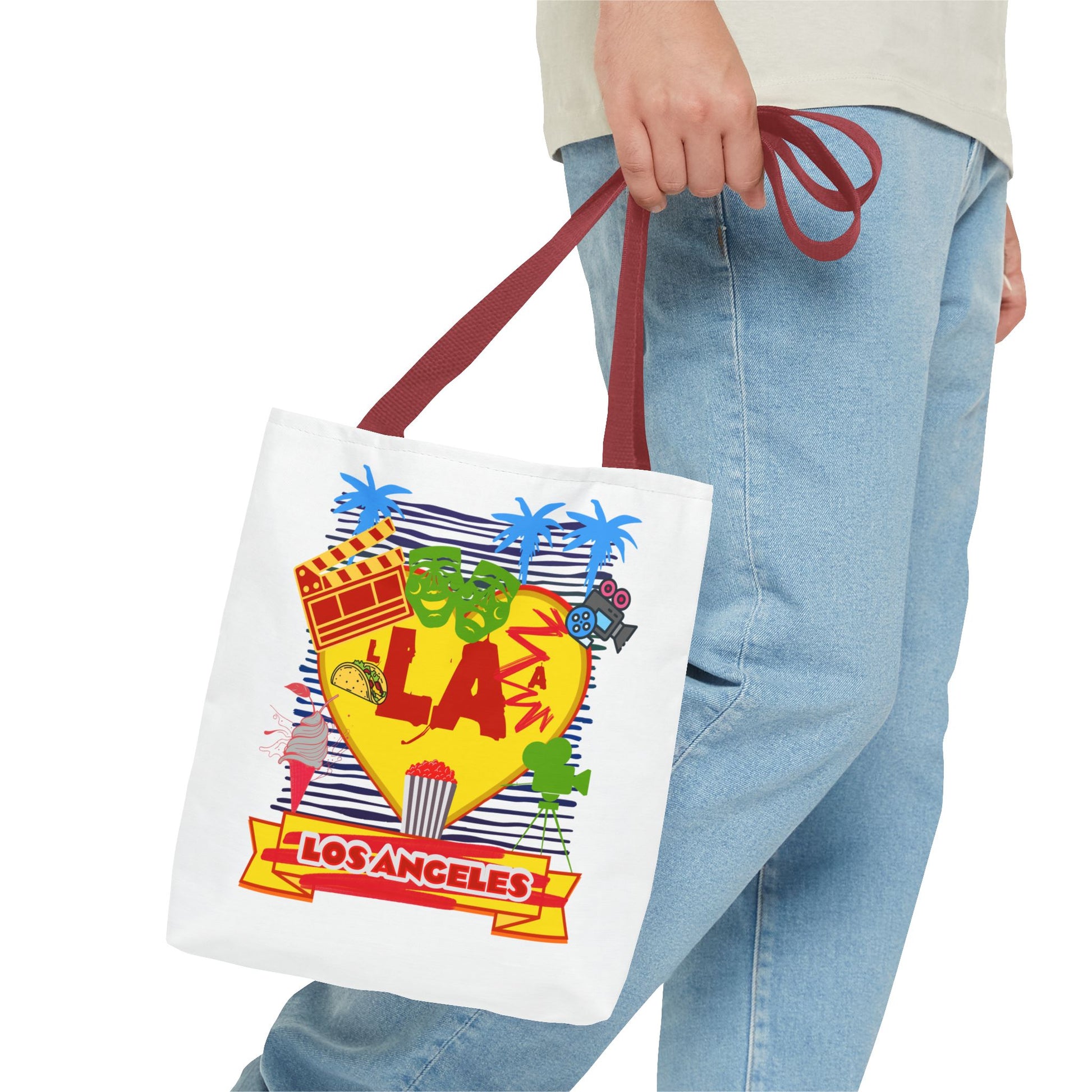 Los Angeles Love Tote Bag, Fun Beach Bag, Travel Tote, Summer Accessory, Gift for Travelers, AOP Design