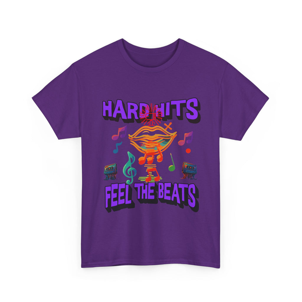 Music Lover Tee - Hard Hits Feel The Beats, Unisex Cotton Shirt, Perfect Gift for Musicians, Concerts, Festivals, Casual Wear
