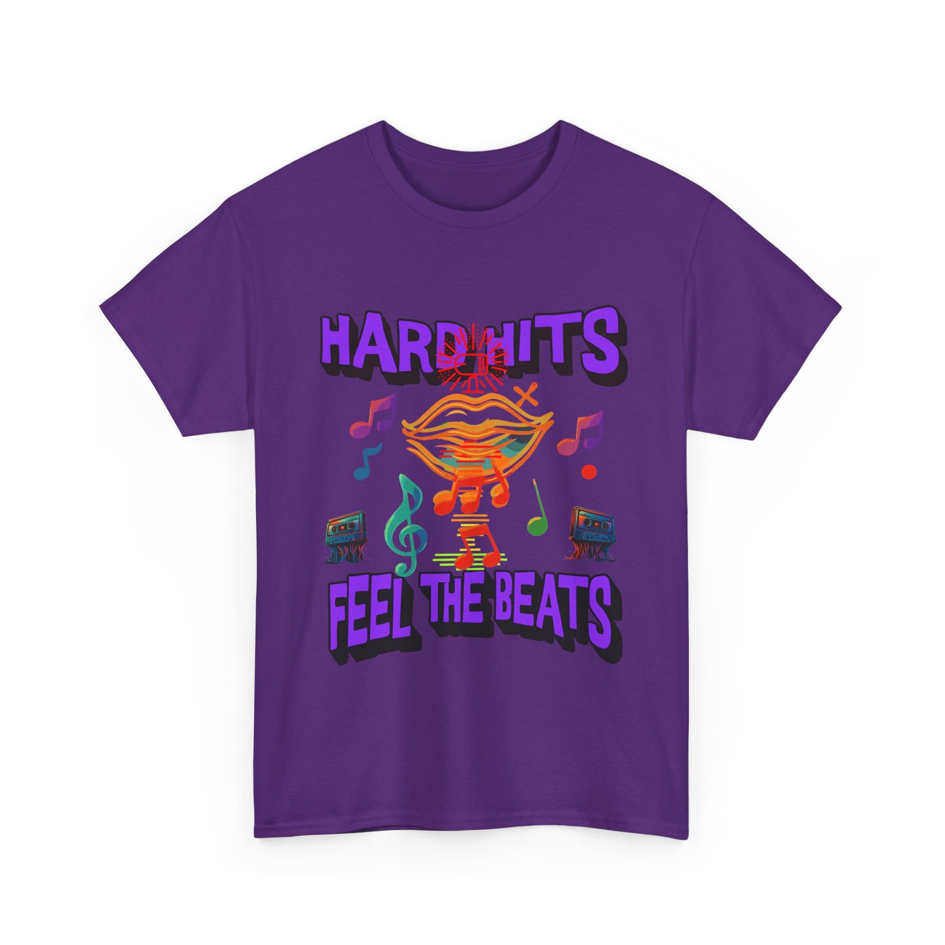 Music Lover Tee - Hard Hits Feel The Beats, Unisex Cotton Shirt, Perfect Gift for Musicians, Concerts, Festivals, Casual Wear
