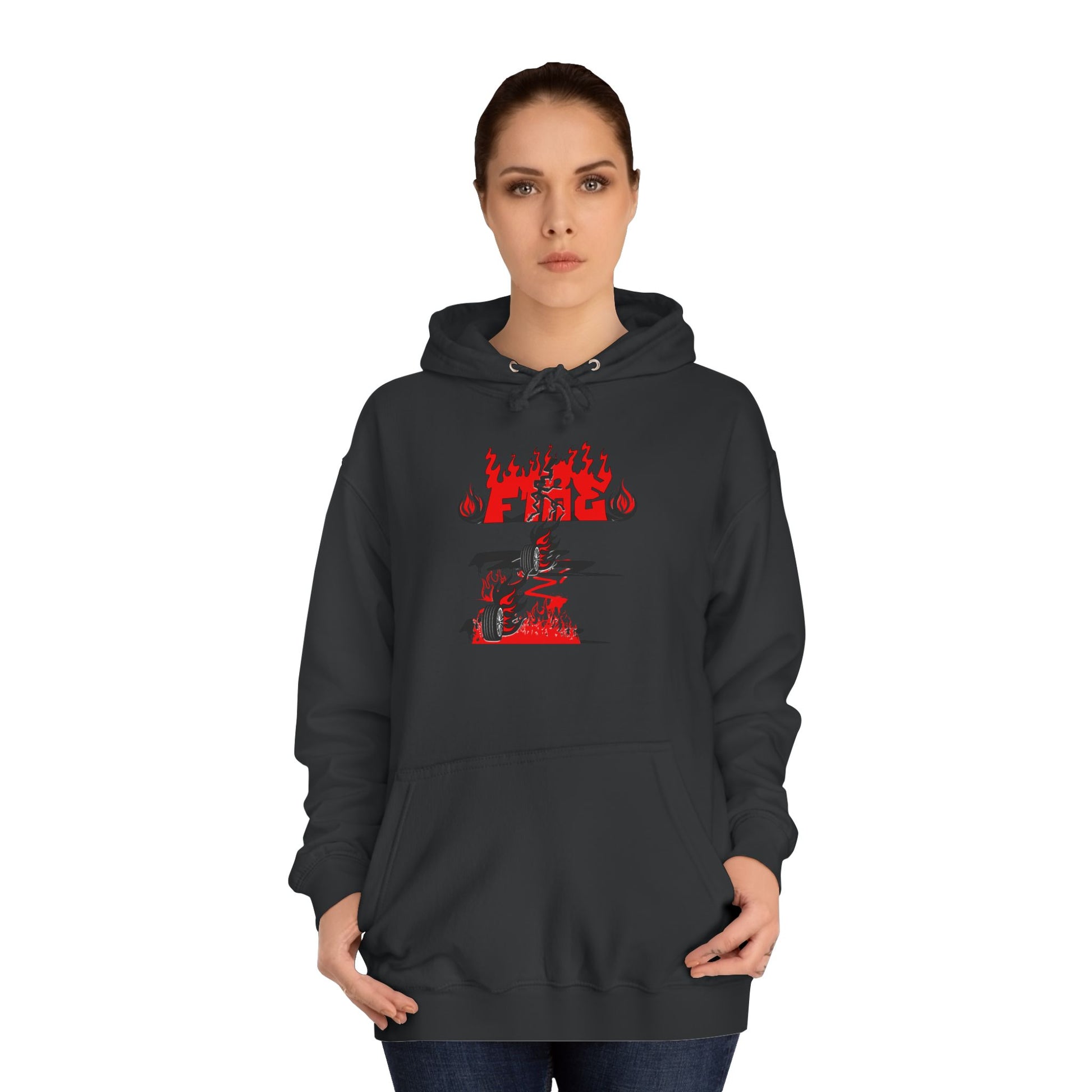 College Hoodie - "Fire" - Unisex Hooded Sweatshirt, Campus Apparel, Gift for Students, College Life, Orange Hoodie