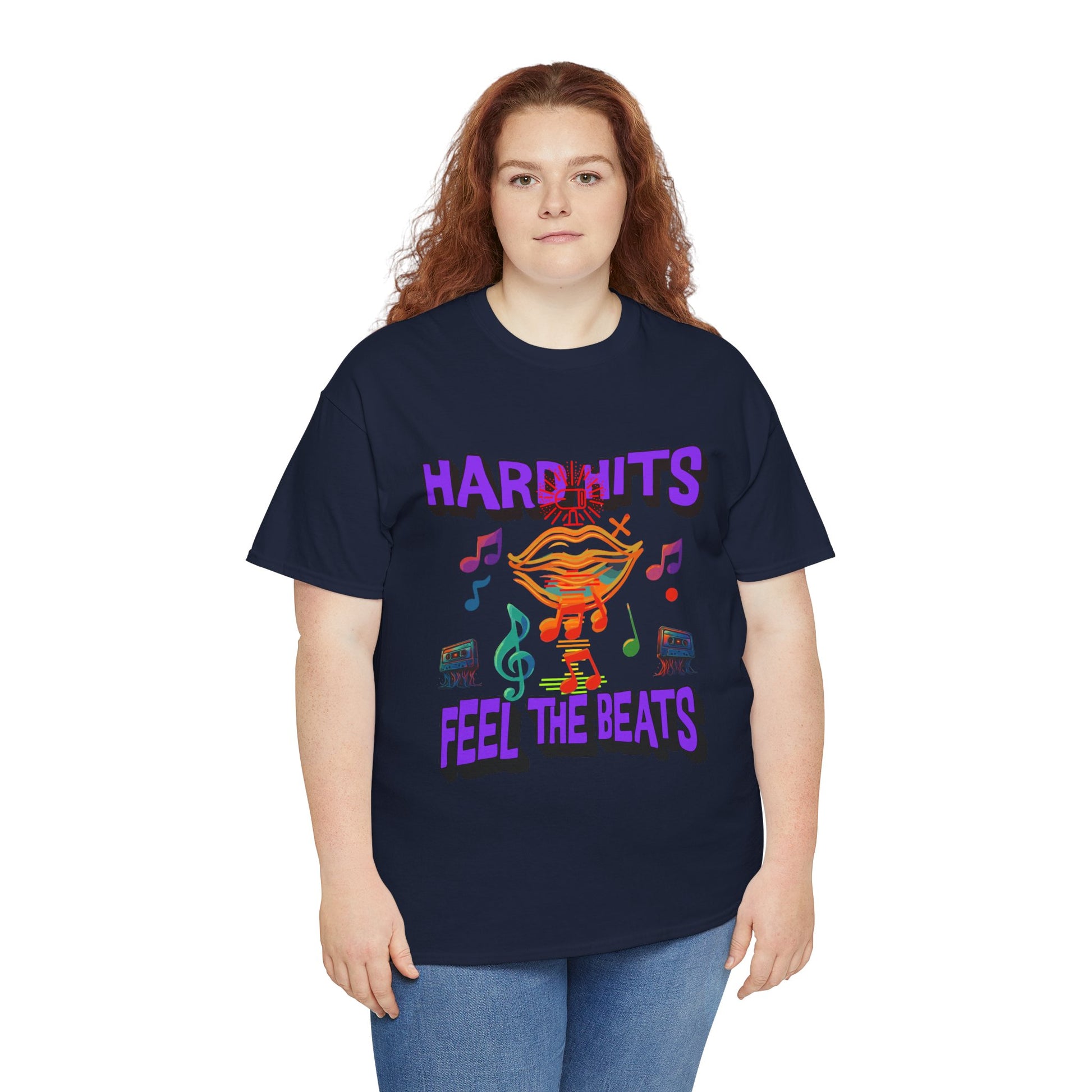 Music Lover Tee - Hard Hits Feel The Beats, Unisex Cotton Shirt, Perfect Gift for Musicians, Concerts, Festivals, Casual Wear
