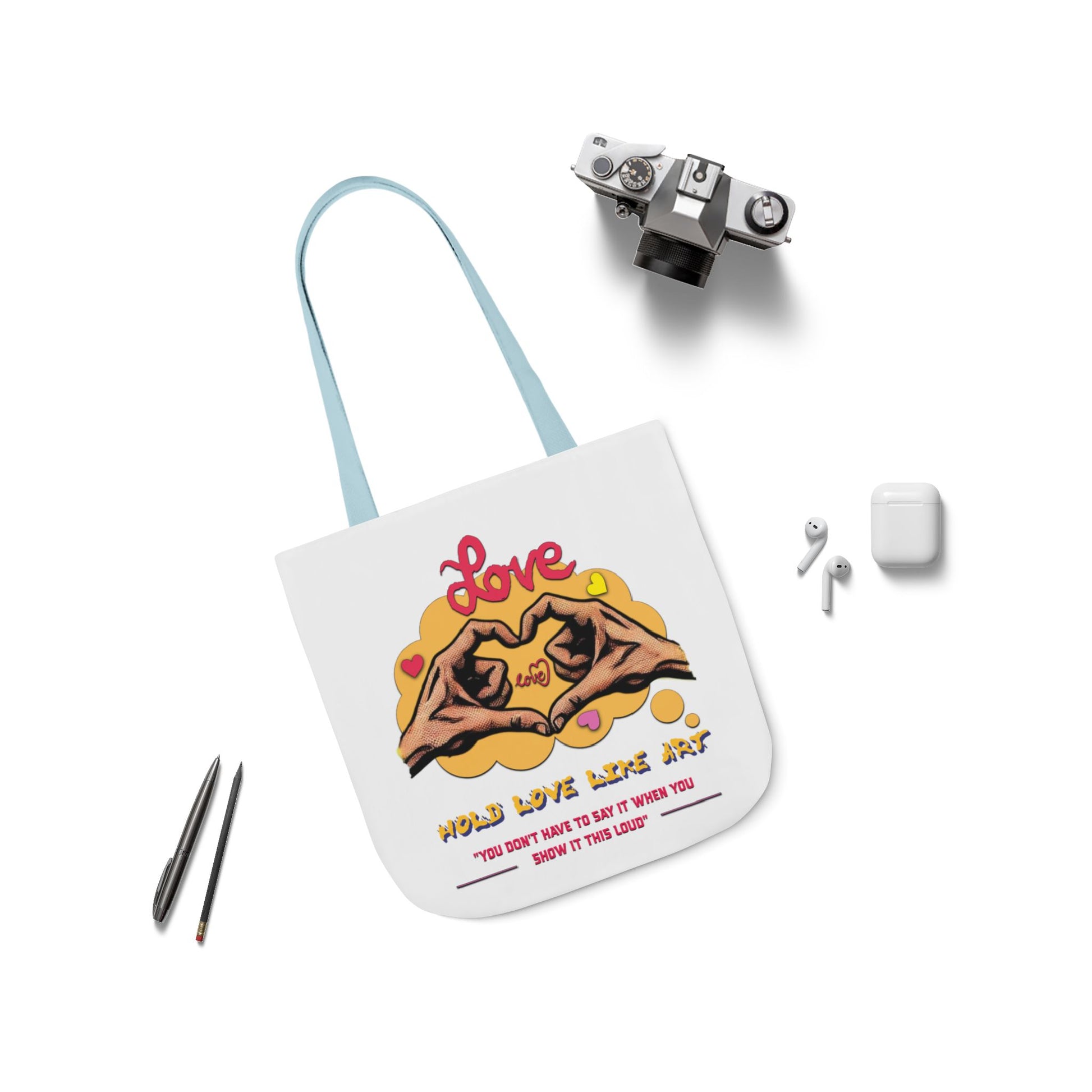 Love Canvas Tote Bag with 5-Color Straps - Perfect for Everyday Use, Gifts, Shopping, Eco-Friendly, Valentine's Day